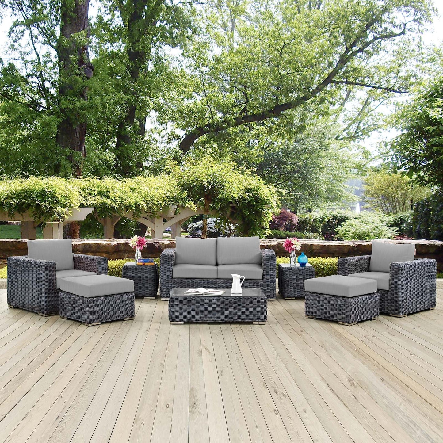Modway Summon 8 Piece Outdoor Patio Sunbrella® Sectional Set