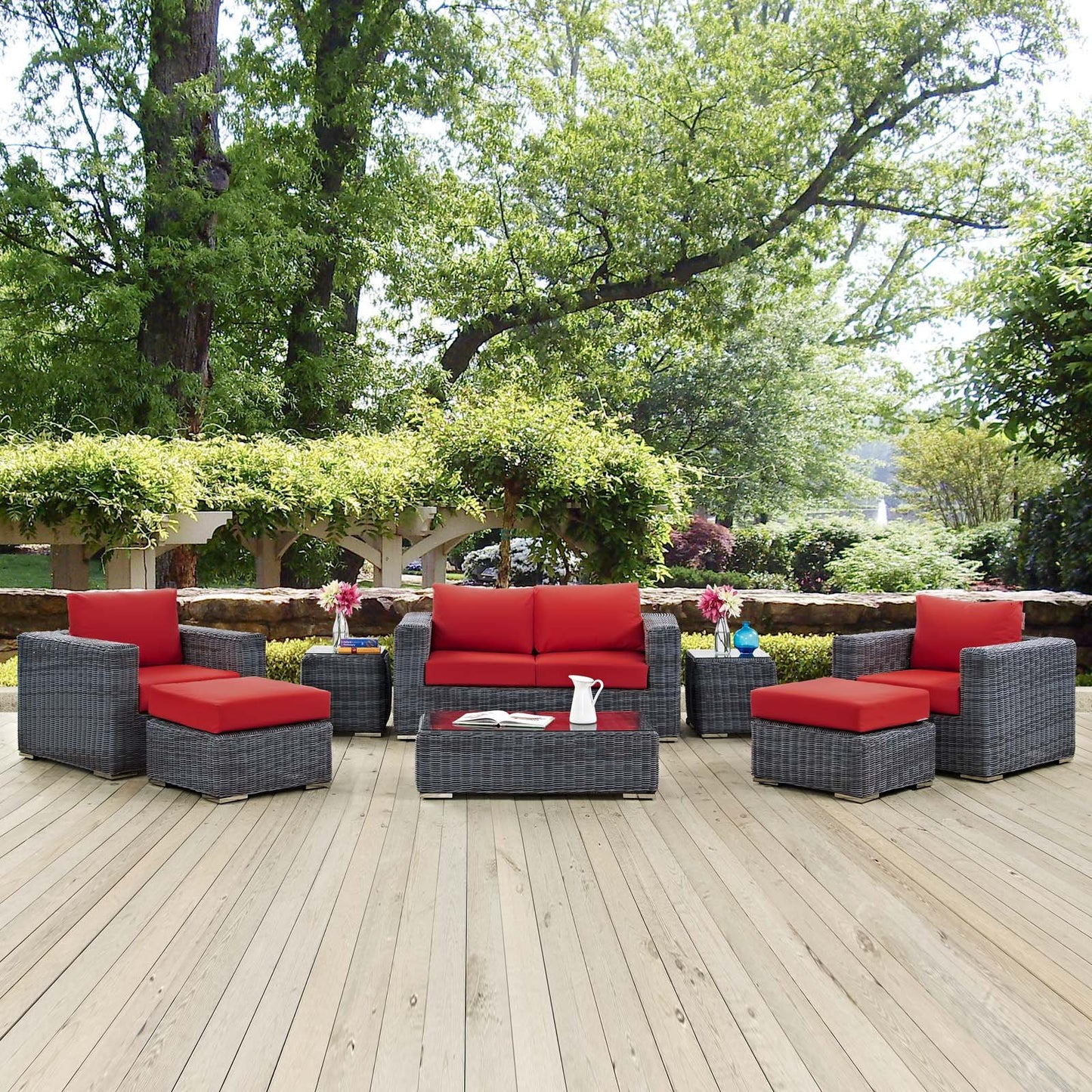 Modway Summon 8 Piece Outdoor Patio Sunbrella® Sectional Set