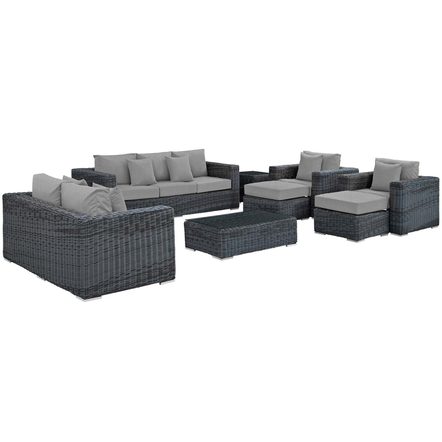 Modway Summon 9 Piece Outdoor Patio Sunbrella® Sectional Set