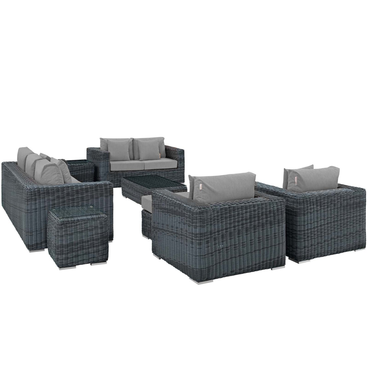 Modway Summon 9 Piece Outdoor Patio Sunbrella® Sectional Set