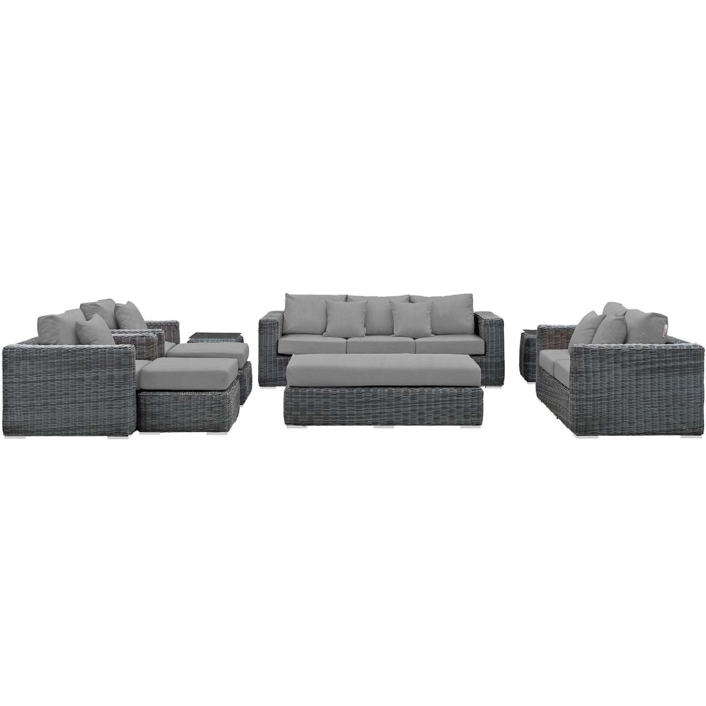 Modway Summon 9 Piece Outdoor Patio Sunbrella® Sectional Set