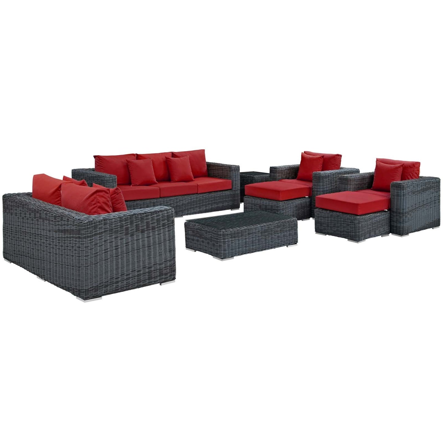 Modway Summon 9 Piece Outdoor Patio Sunbrella® Sectional Set