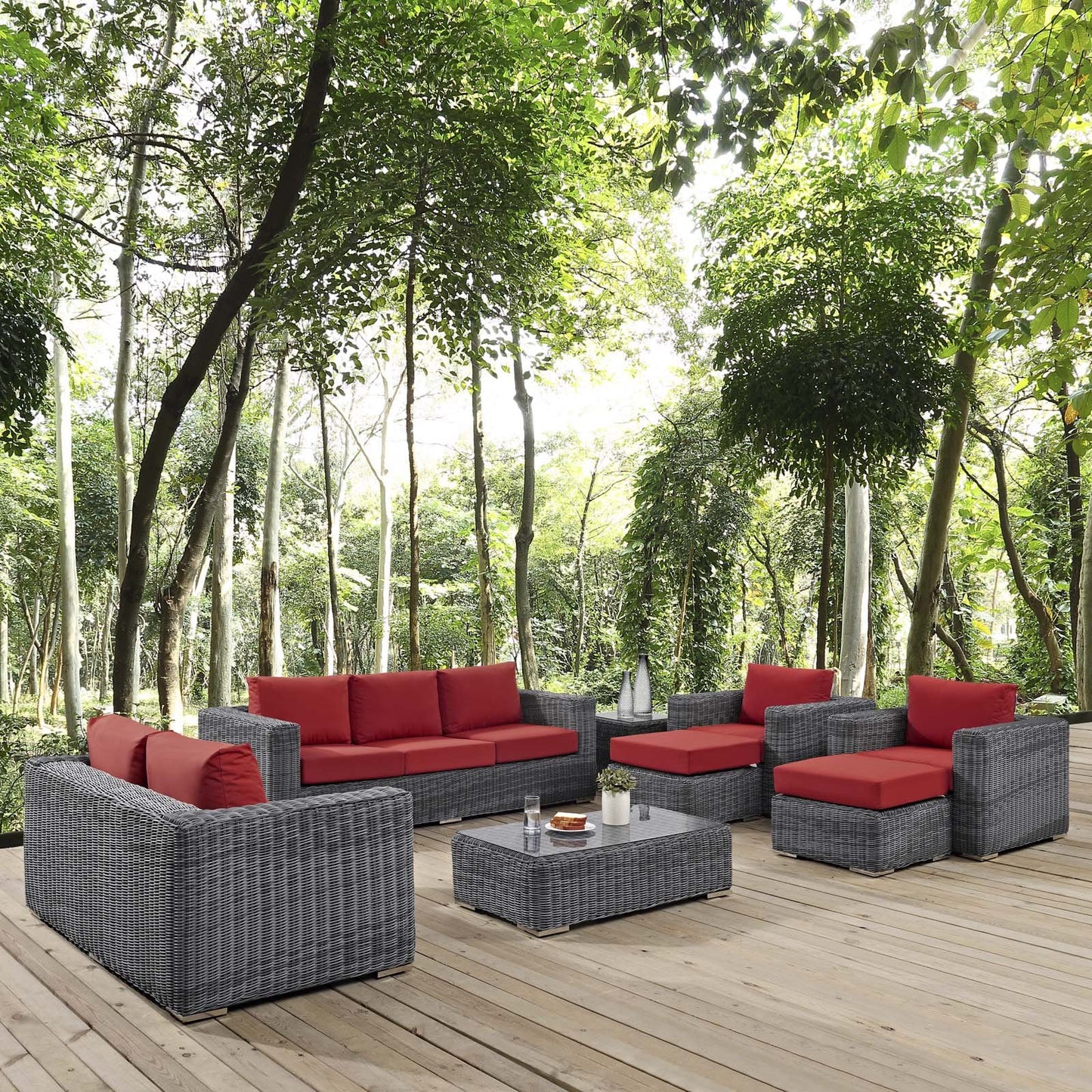 Modway Summon 9 Piece Outdoor Patio Sunbrella® Sectional Set