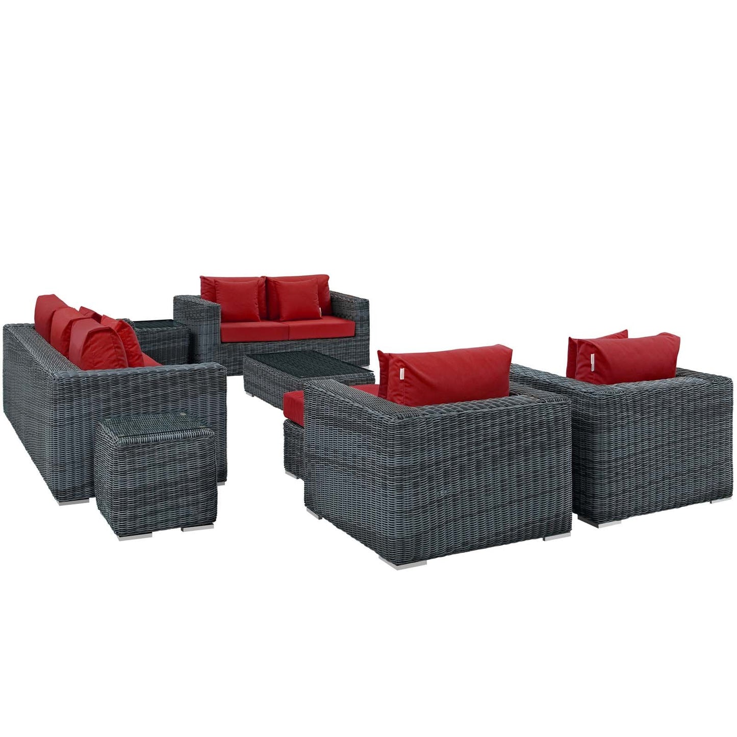 Modway Summon 9 Piece Outdoor Patio Sunbrella® Sectional Set