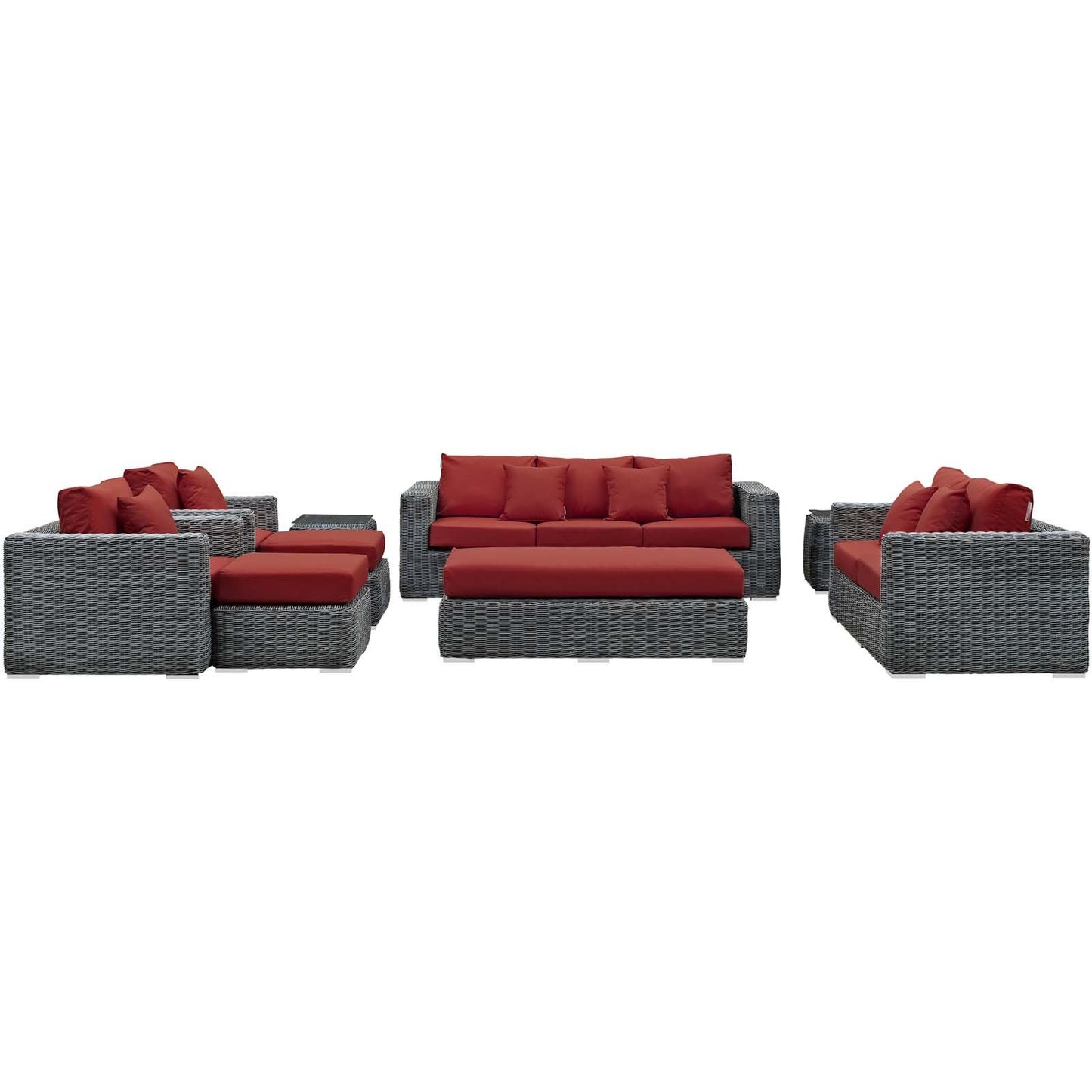 Modway Summon 9 Piece Outdoor Patio Sunbrella® Sectional Set