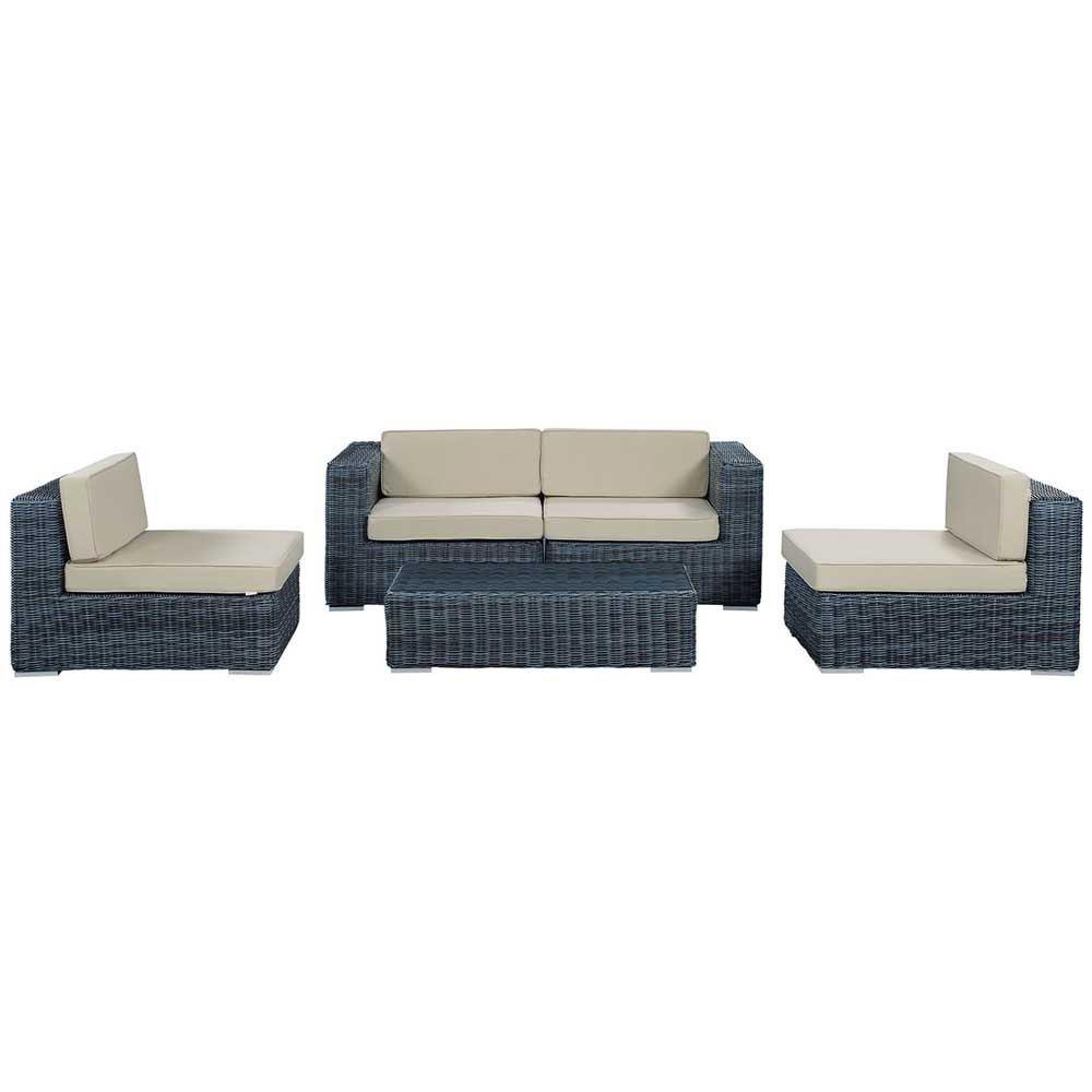 Modway Summon 5 Piece Sunbrella Outdoor Patio Sectional Set | Outdoor Sofas, Loveseats & Sectionals | Modishstore-2