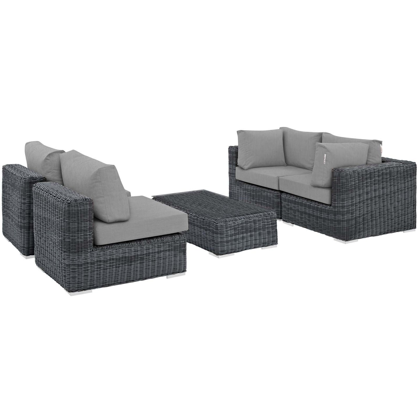 Modway Summon 5 Piece Outdoor Patio Sunbrella® Sectional Set