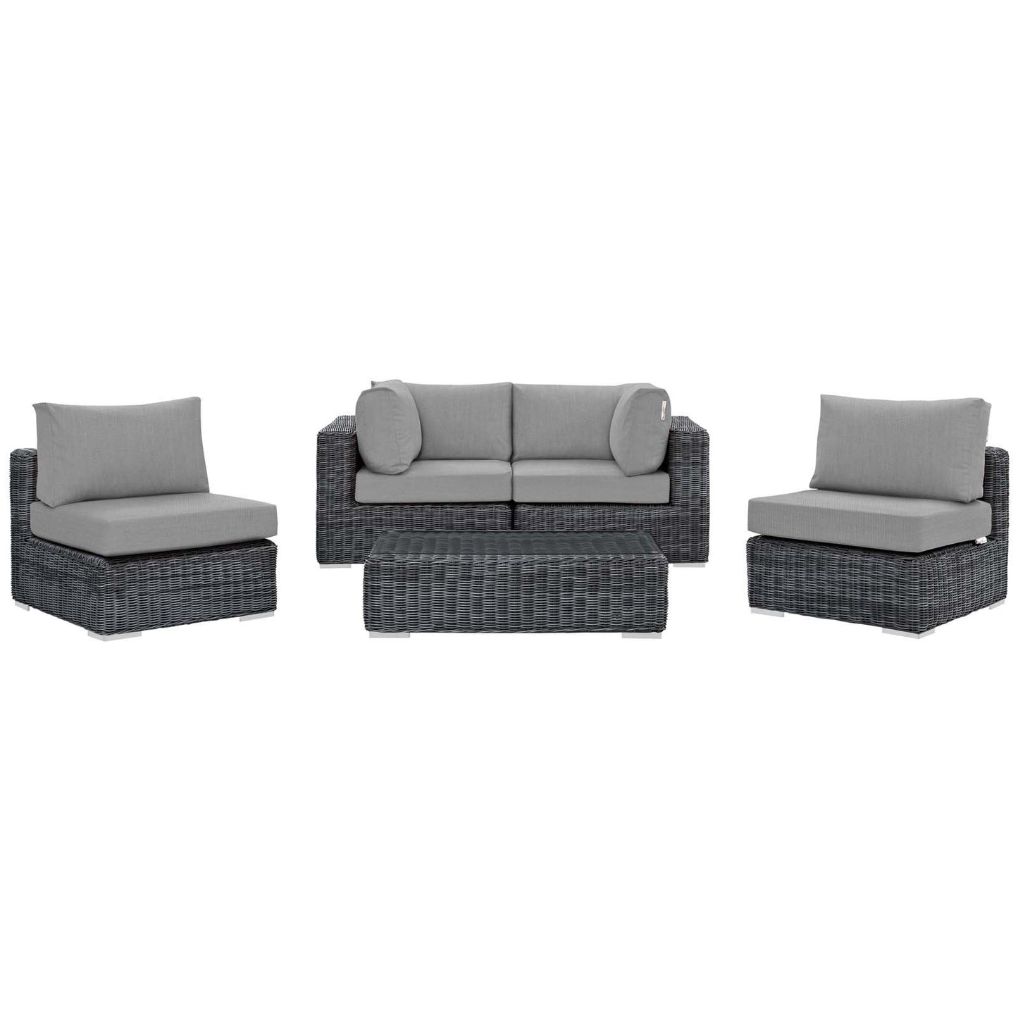 Modway Summon 5 Piece Outdoor Patio Sunbrella® Sectional Set