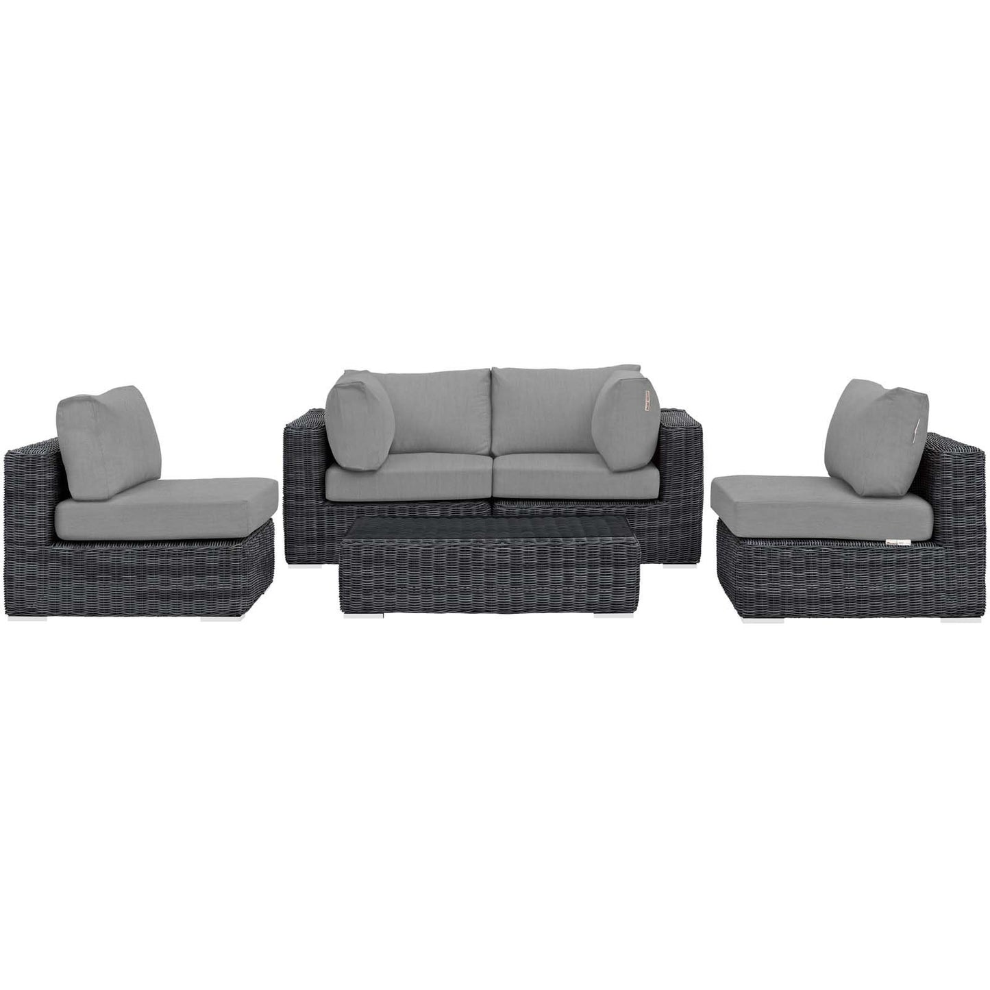 Modway Summon 5 Piece Outdoor Patio Sunbrella® Sectional Set