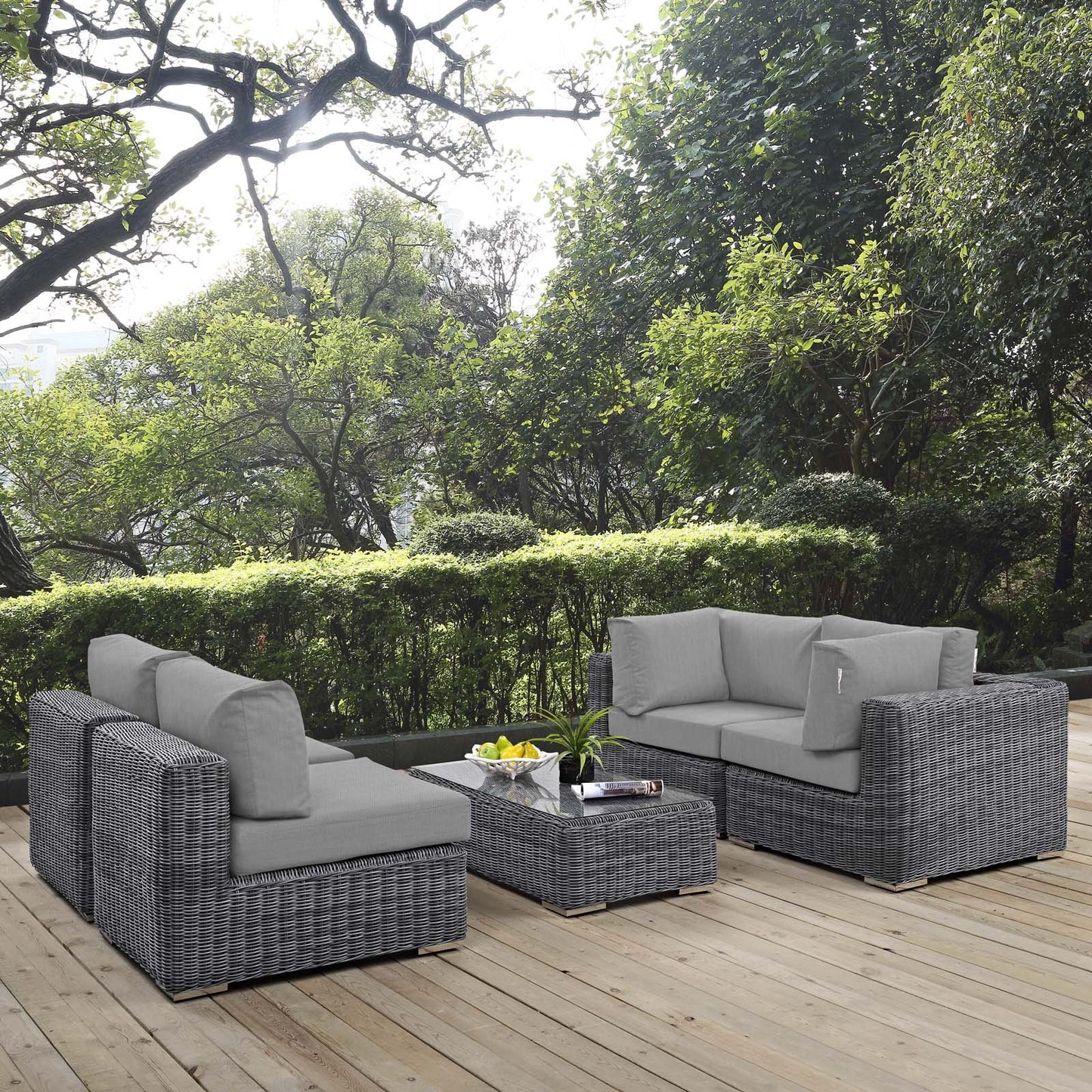 Modway Summon 5 Piece Outdoor Patio Sunbrella® Sectional Set