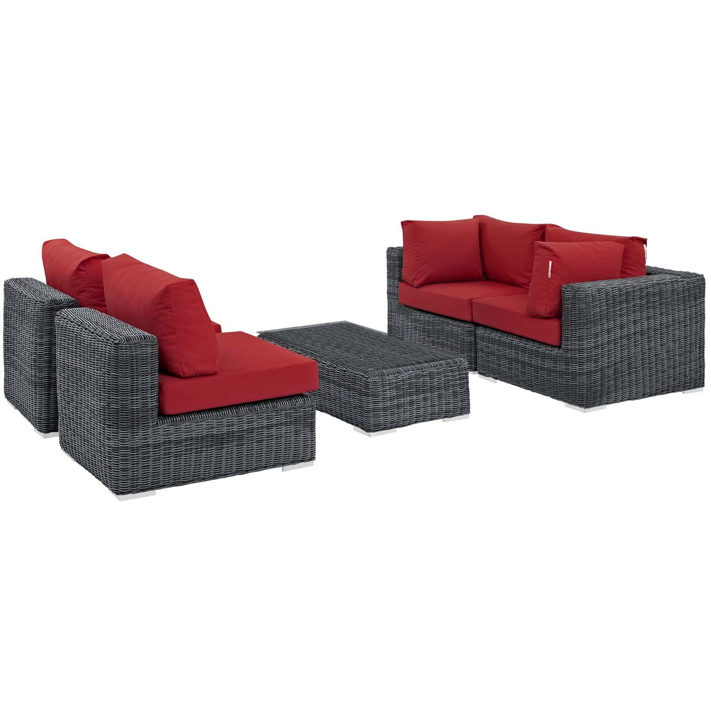 Modway Summon 5 Piece Outdoor Patio Sunbrella® Sectional Set