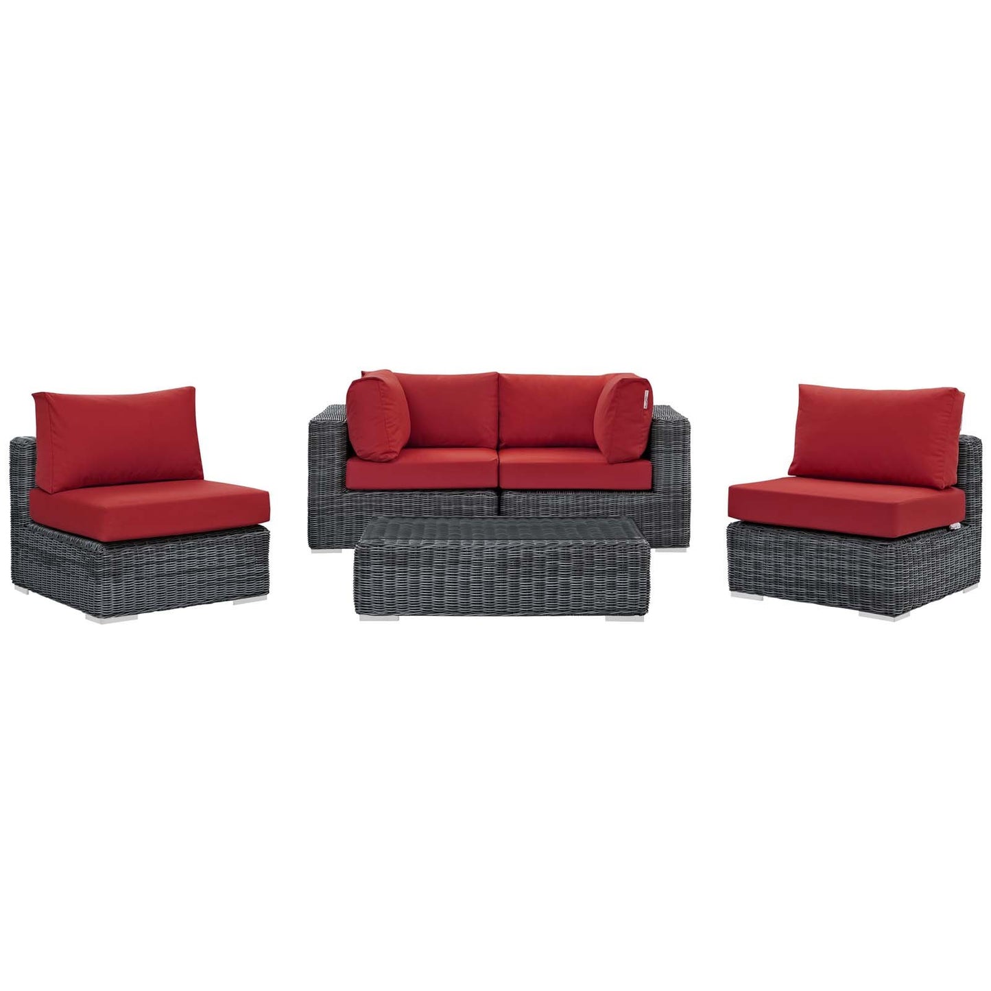 Modway Summon 5 Piece Outdoor Patio Sunbrella® Sectional Set