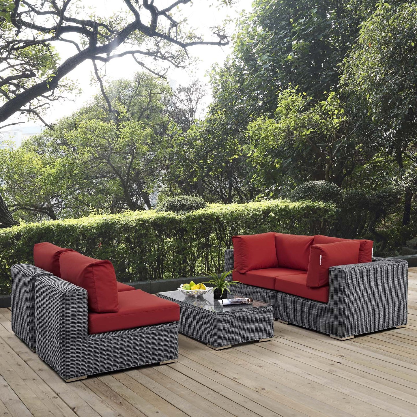 Modway Summon 5 Piece Outdoor Patio Sunbrella® Sectional Set