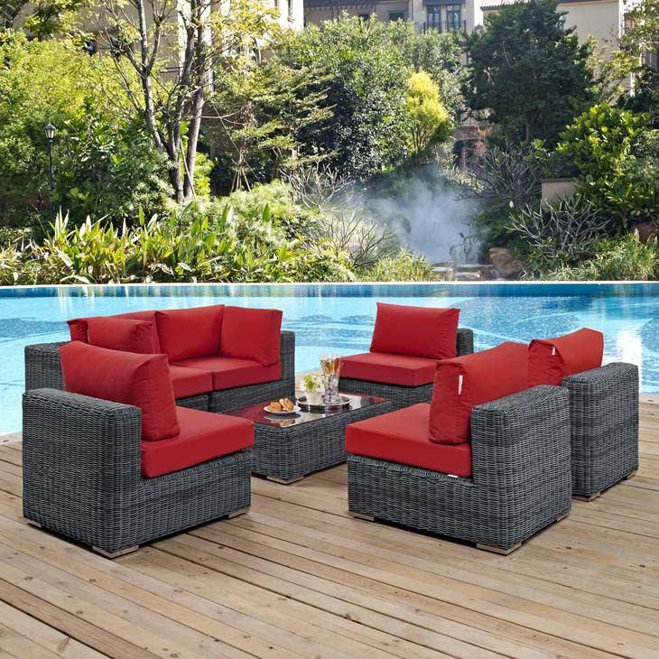 Modway Summon 7 Piece Outdoor Patio Sunbrella Sectional Set - EEI-1897 | Outdoor Sofas, Loveseats & Sectionals | Modishstore-39