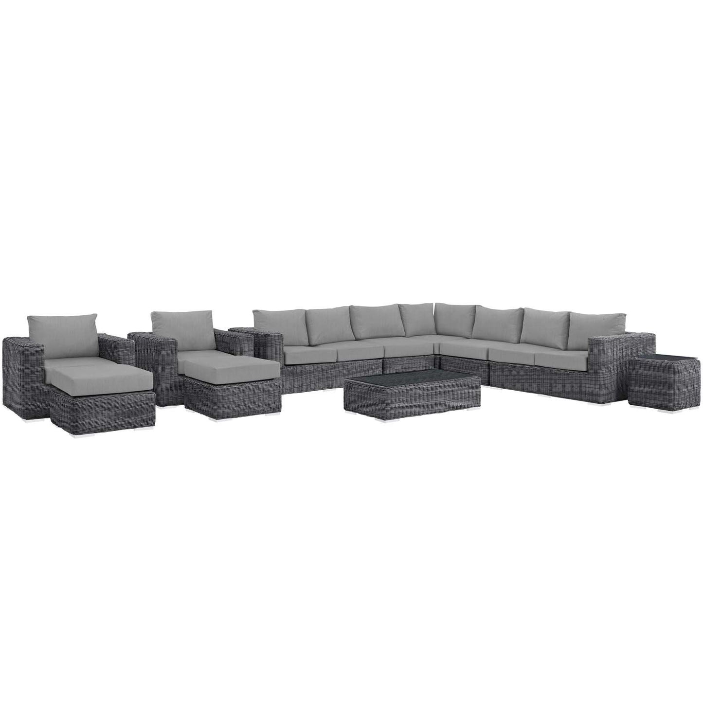 Modway Summon 11 Piece Outdoor Patio Sunbrella® Sectional Set