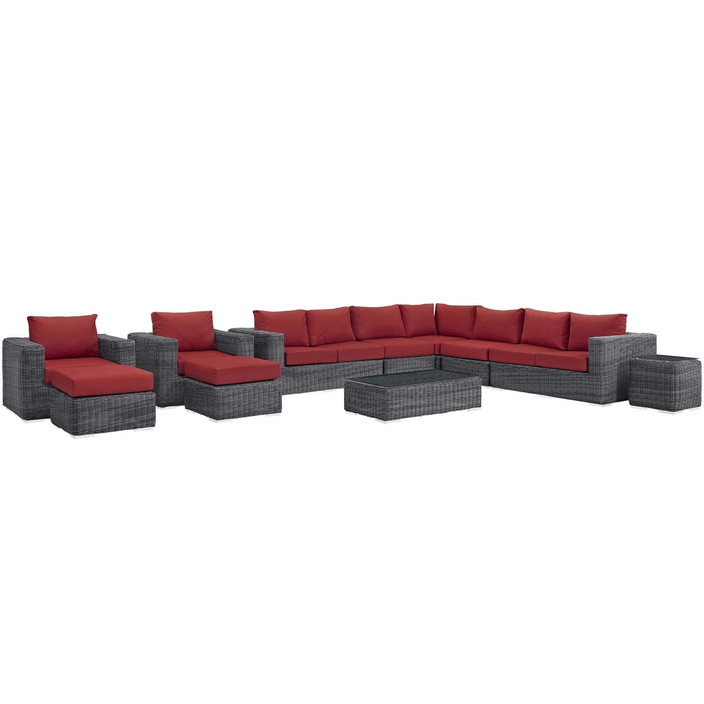 Modway Summon 11 Piece Outdoor Patio Sunbrella® Sectional Set
