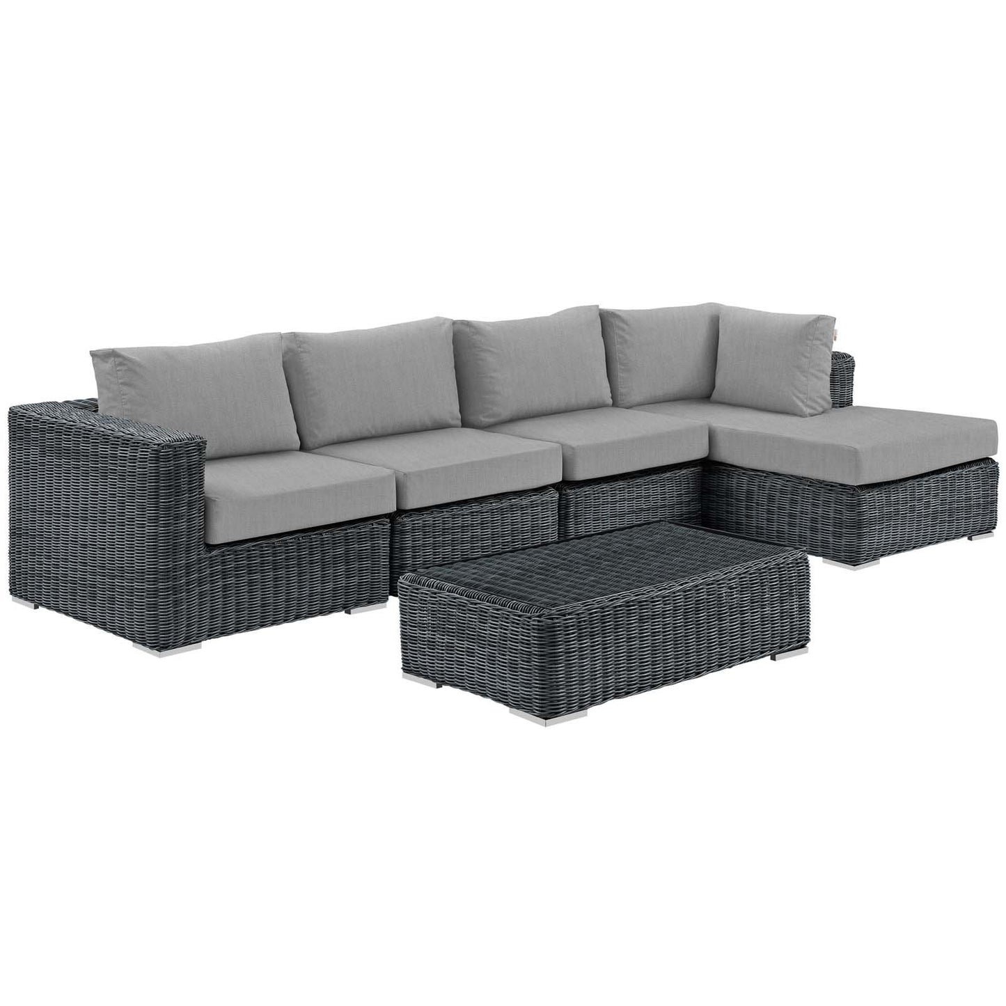 Modway Summon 5 Piece Outdoor Patio Sunbrella® Sectional Set