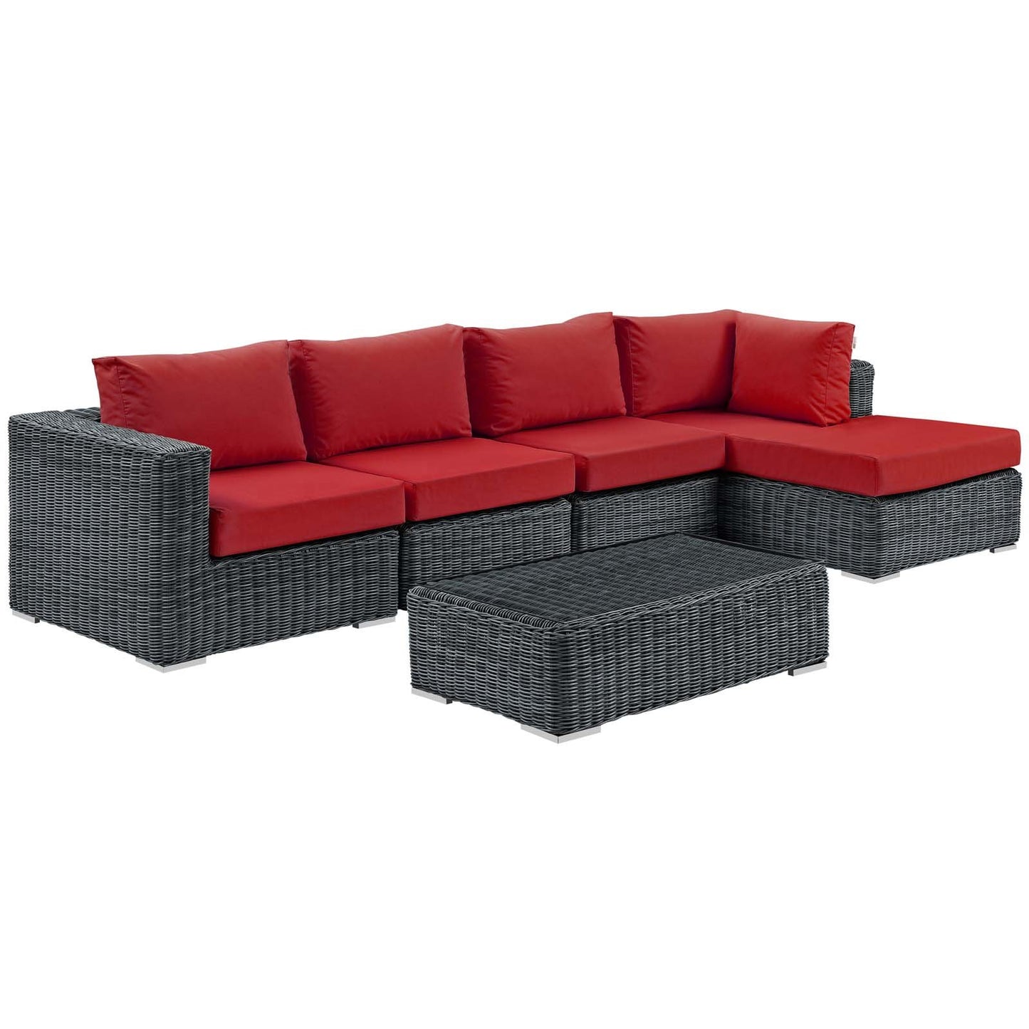 Modway Summon 5 Piece Outdoor Patio Sunbrella® Sectional Set