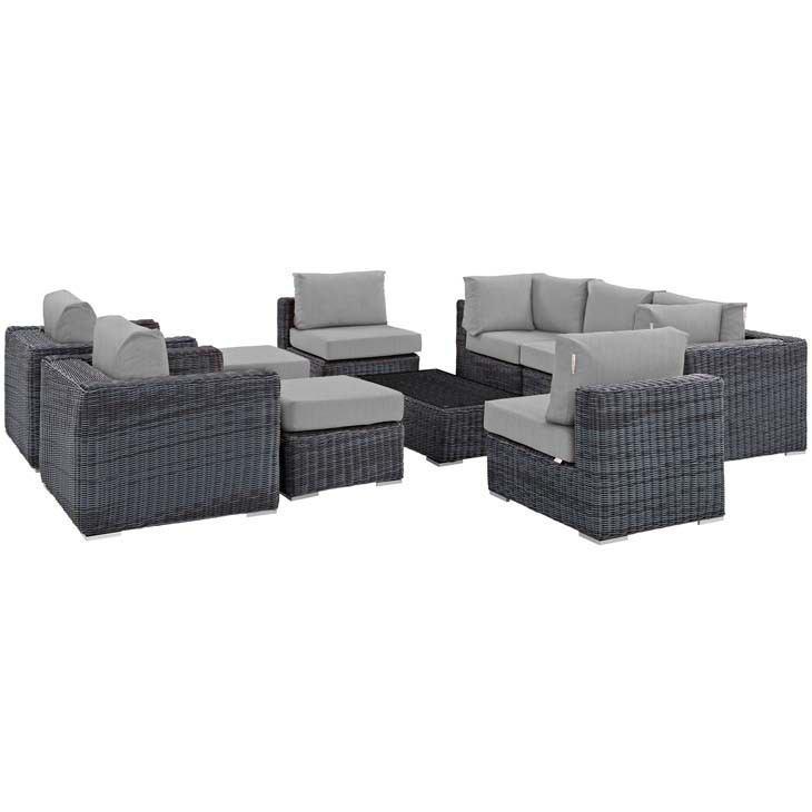 Modway Summon 10 Piece Outdoor Patio Sectional Set | Outdoor Sofas, Loveseats & Sectionals | Modishstore-28