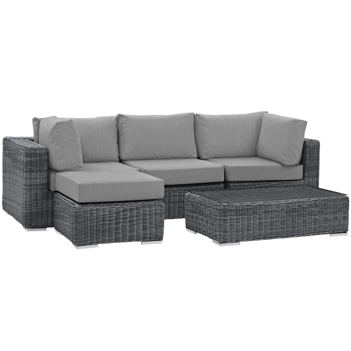Modway Summon 5 Piece Outdoor Patio Sunbrella® Sectional Set
