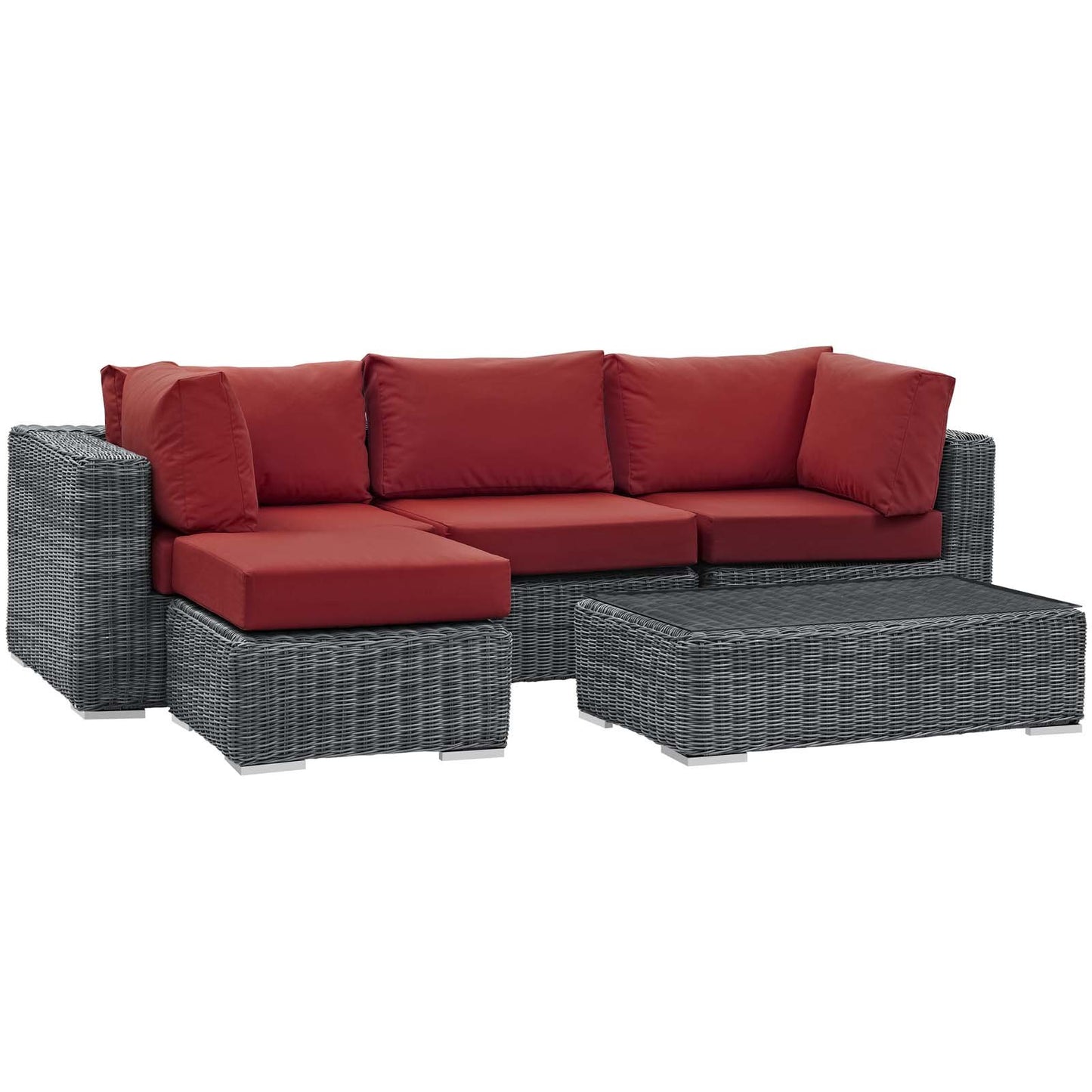 Modway Summon 5 Piece Outdoor Patio Sunbrella® Sectional Set