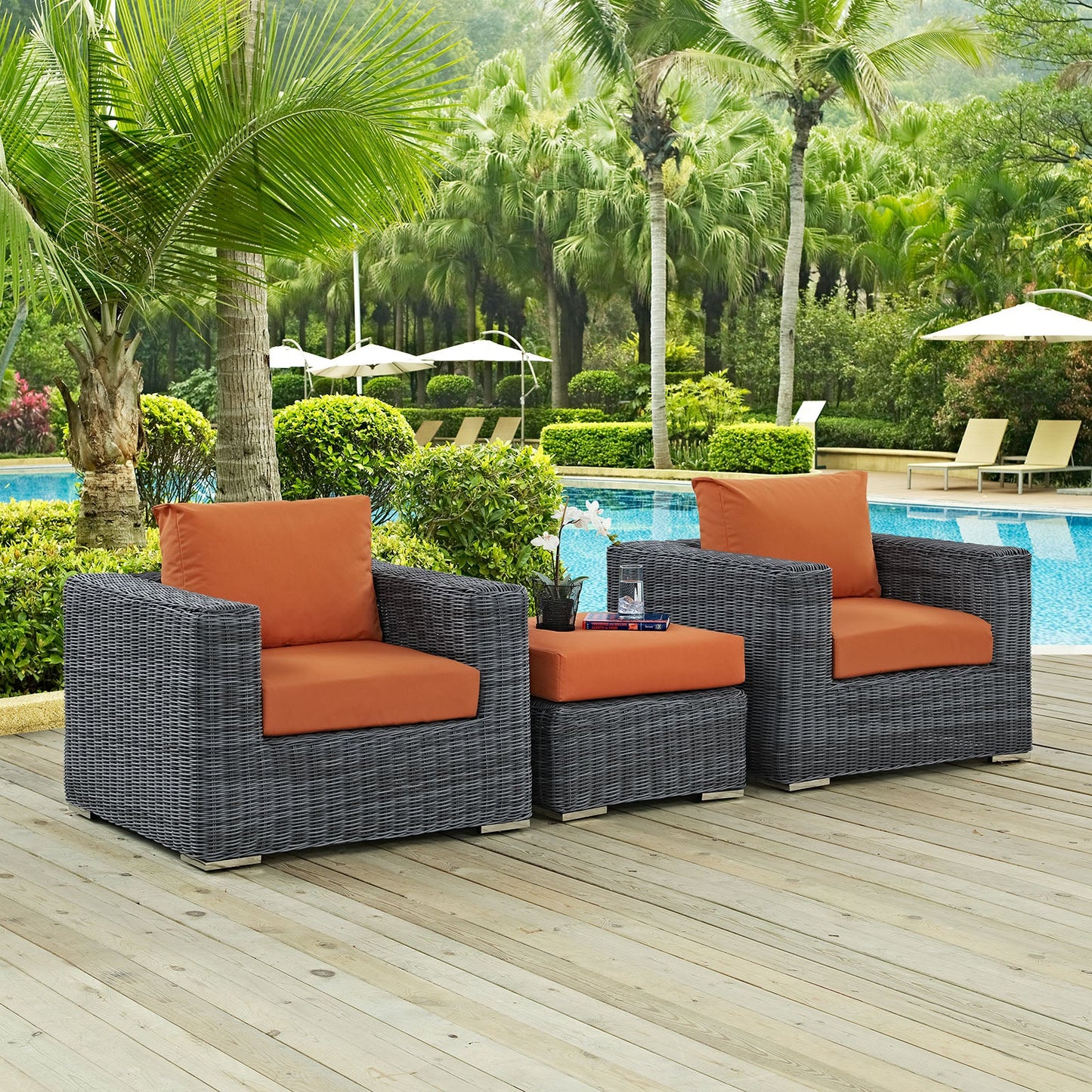 Modway Summon 3 Piece Outdoor Patio Sunbrella Sectional Set - EEI-1905 - EEI-1905