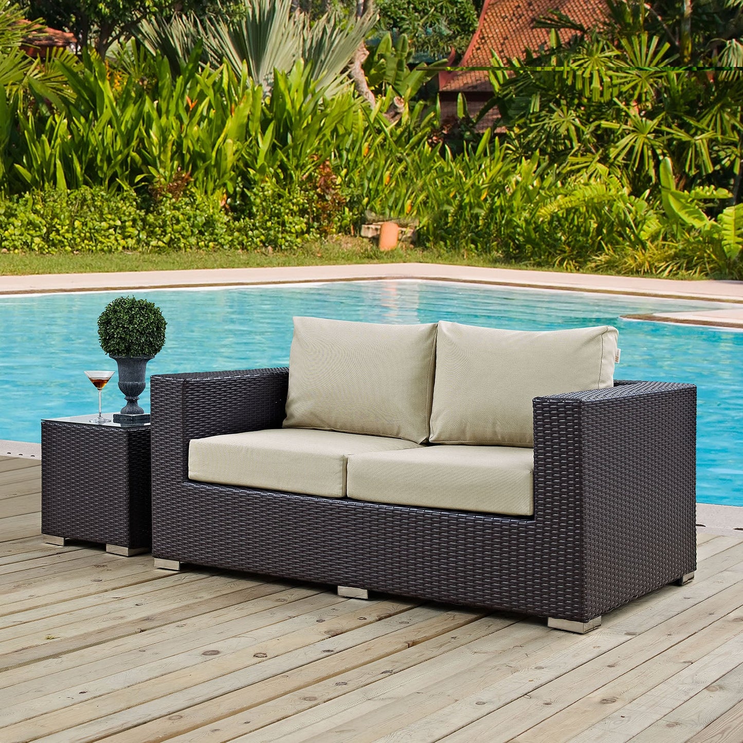Modway Convene Outdoor Patio Loveseat | Outdoor Sofas, Loveseats & Sectionals