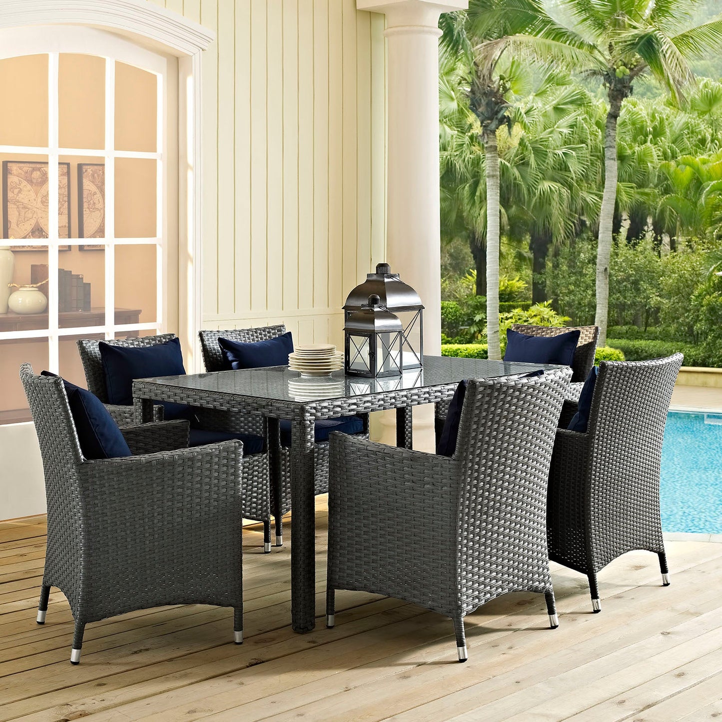 Modway Sojourn 59" Outdoor Patio Dining Table - Chocolate | Outdoor Tables | Modishstore
