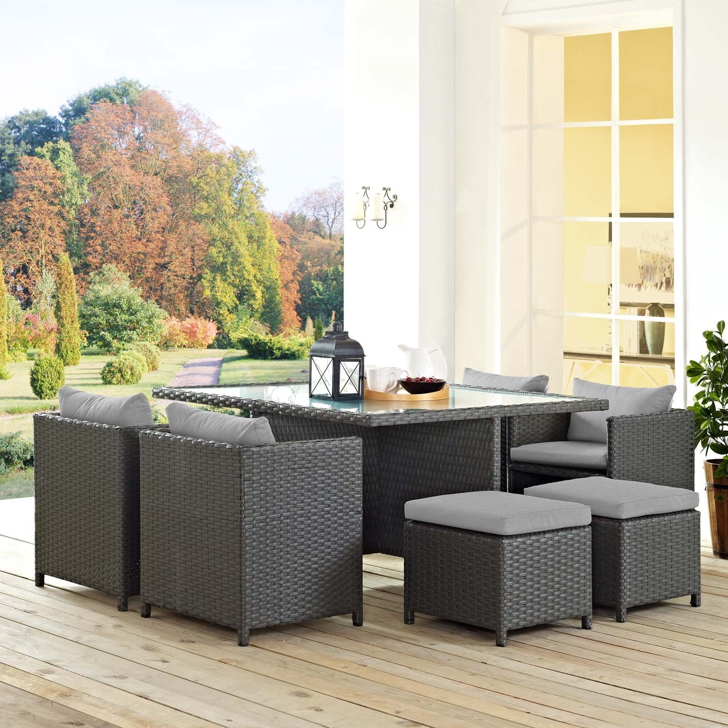 Modway Sojourn 9 Piece Outdoor Patio Sunbrella® Dining Set