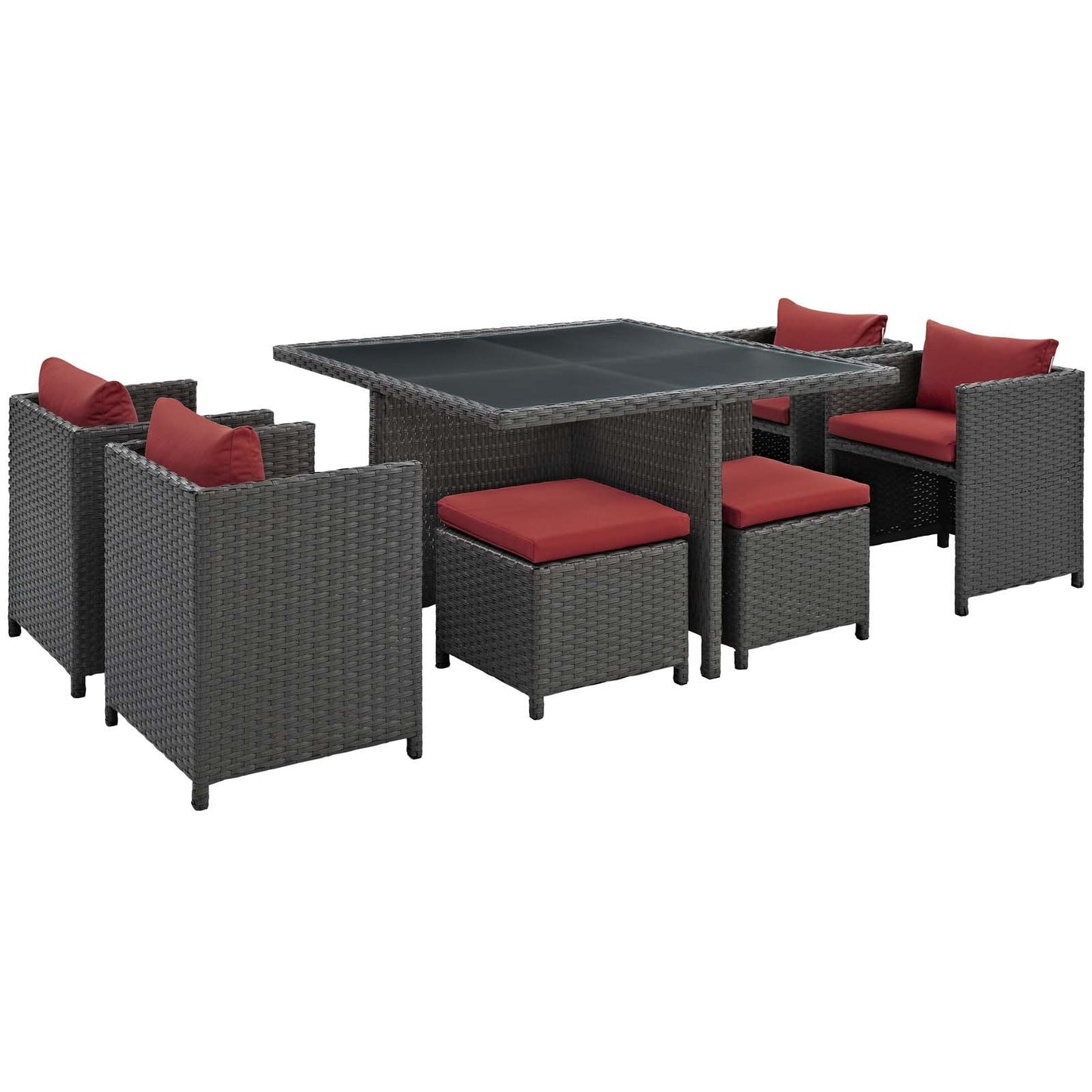 Modway Sojourn 9 Piece Outdoor Patio Sunbrella® Dining Set