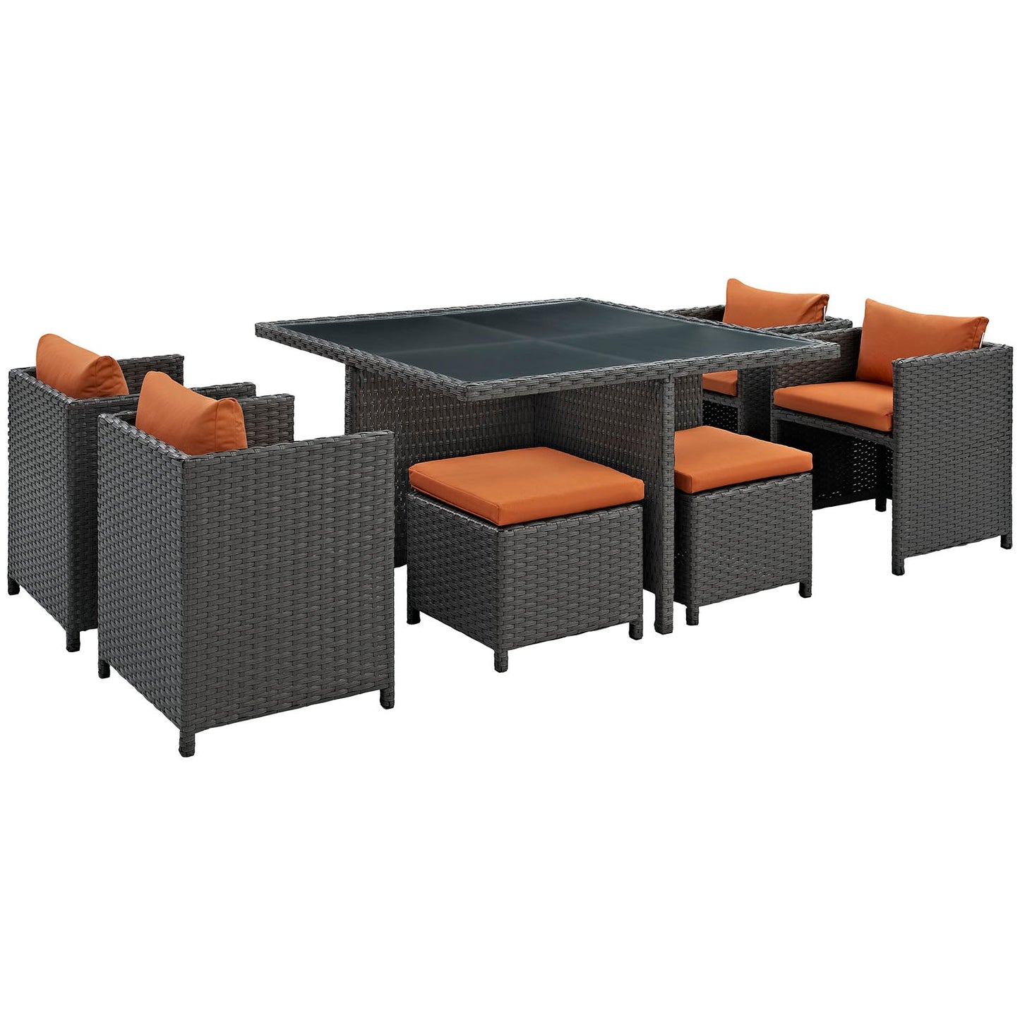 Modway Sojourn 9 Piece Outdoor Patio Glass Top Dining Set - EEI-1946