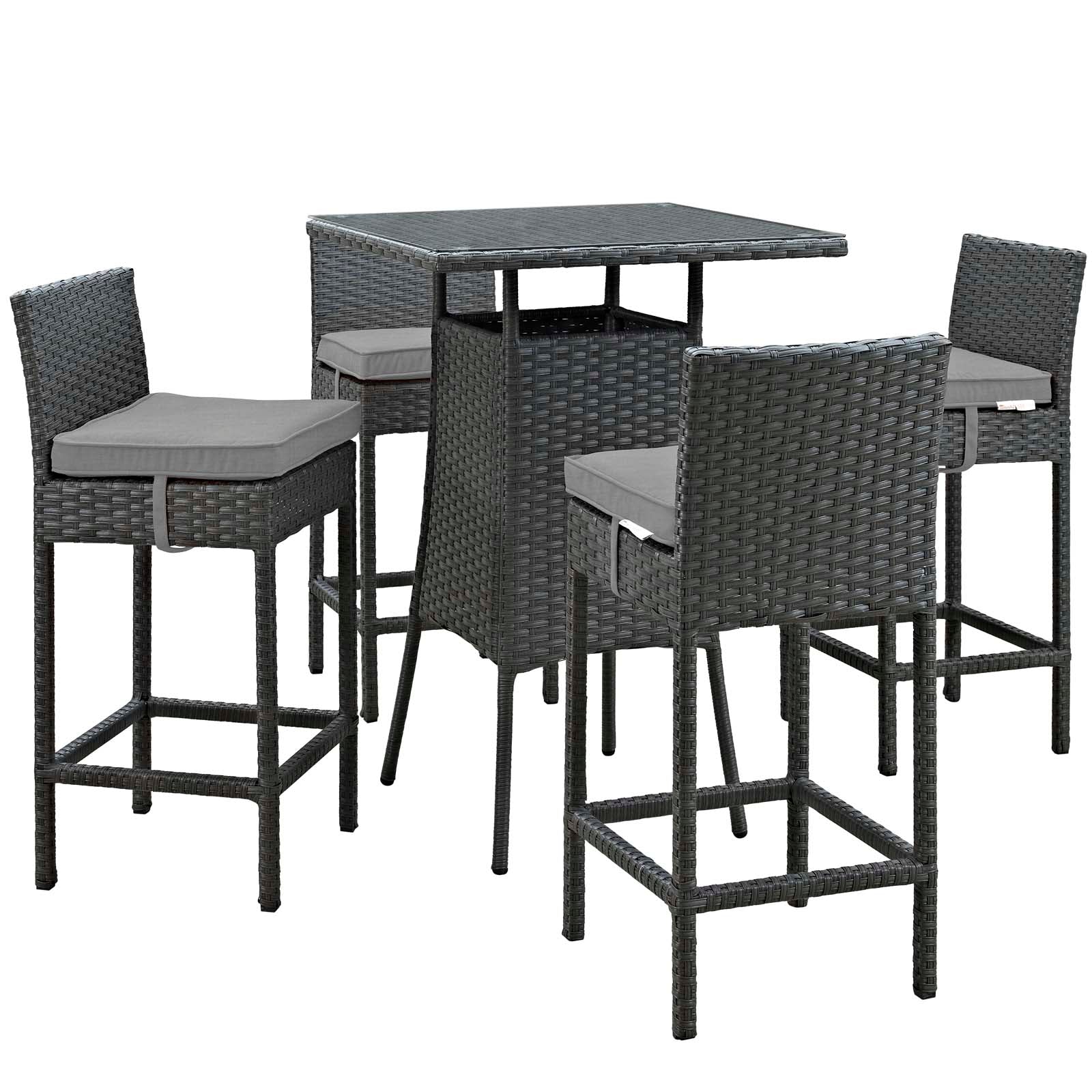 Sojourn 5 Piece Outdoor Patio Sunbrella® Pub Set By Modway - EEI-1967 | Bar Stools & Table | Modishstore - 4