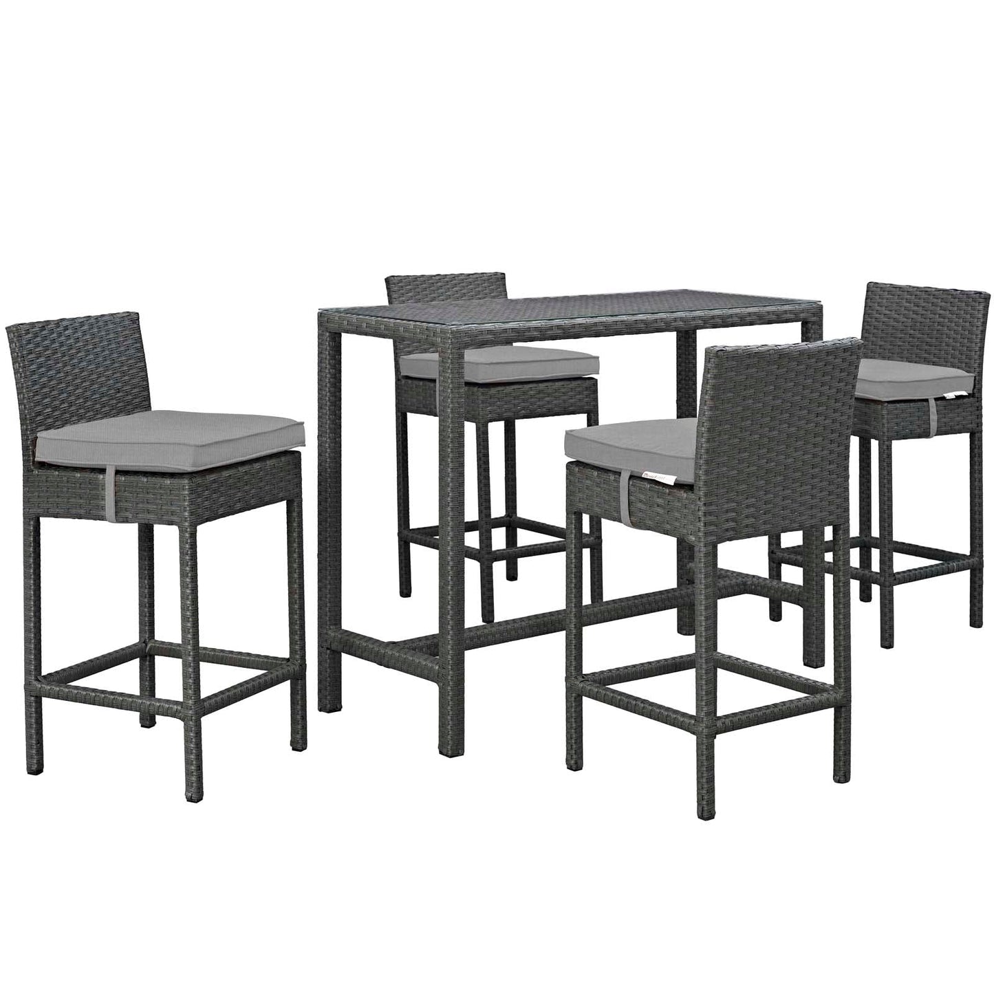 Sojourn 5 Piece Outdoor Patio Sunbrella® Pub Set By Modway - EEI-1968 | Bar Stools & Table | Modishstore - 4