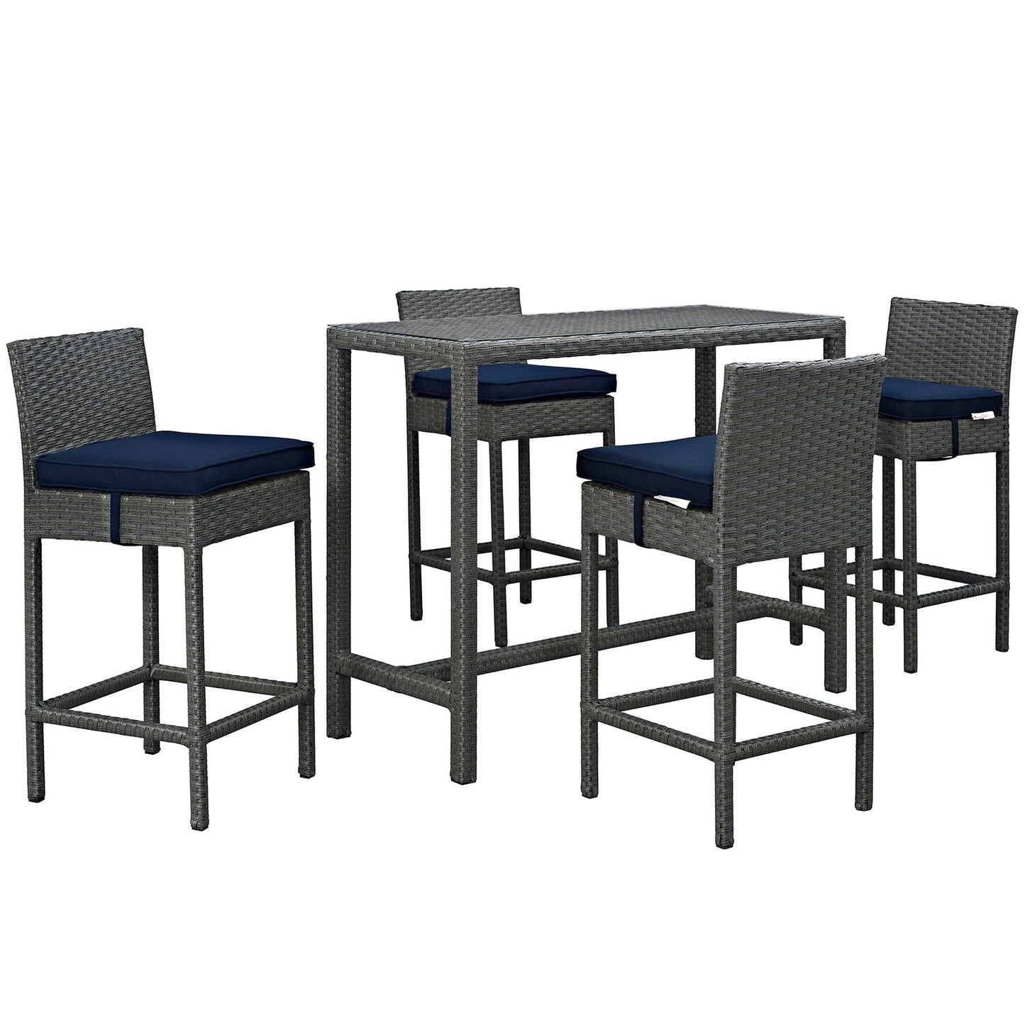 Sojourn 5 Piece Outdoor Patio Sunbrella® Pub Set By Modway - EEI-1968 | Bar Stools & Table | Modishstore - 8