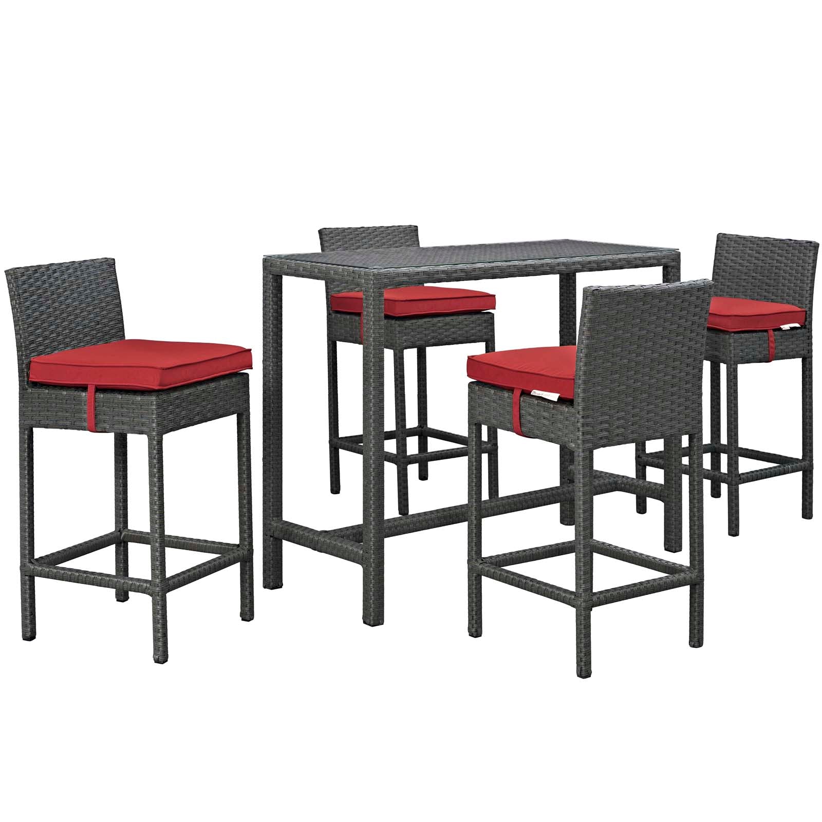 Sojourn 5 Piece Outdoor Patio Sunbrella® Pub Set By Modway - EEI-1968 | Bar Stools & Table | Modishstore - 10