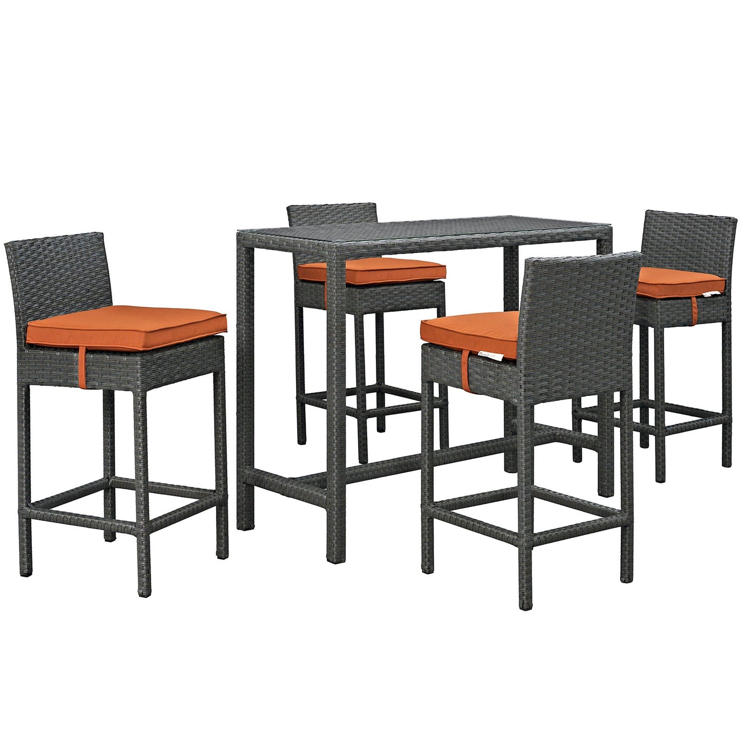 Sojourn 5 Piece Outdoor Patio Sunbrella® Pub Set By Modway - EEI-1968 | Bar Stools & Table | Modishstore - 14