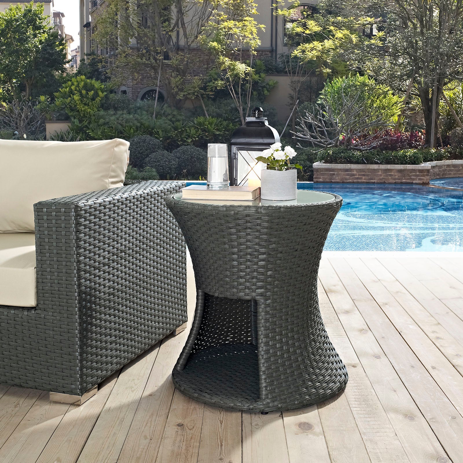 Modway Sojourn Outdoor Patio Side Table - Chocolate | Side Tables | Modishstore