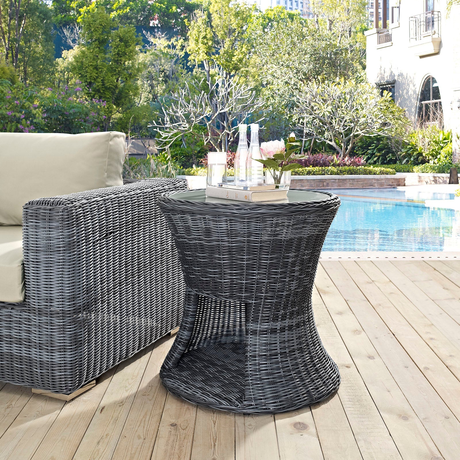 Modway Summon Outdoor Patio Side Table - Gray | Side Tables | Modishstore