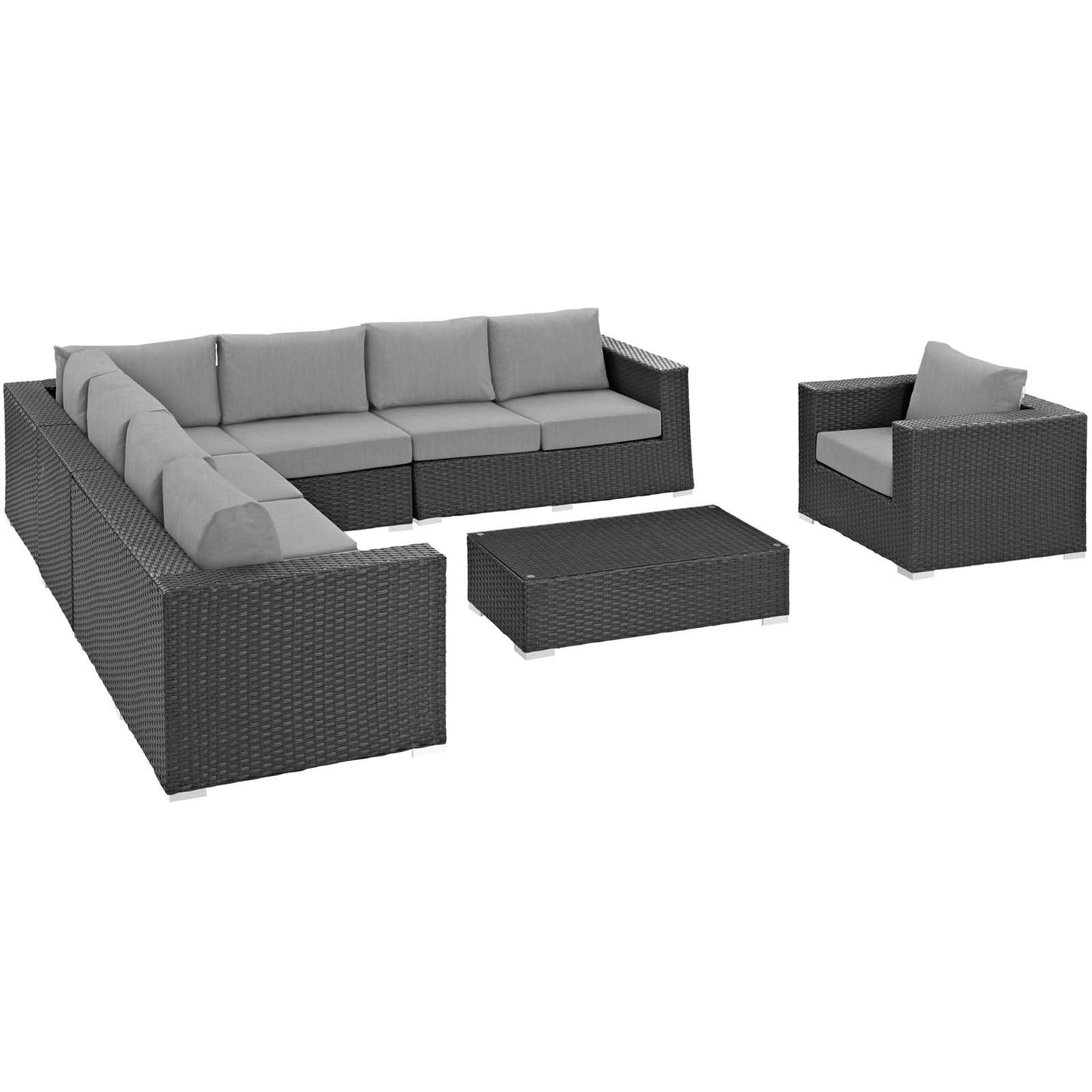 Modway Sojourn 7 Piece Outdoor Patio Sunbrella® Sectional Set