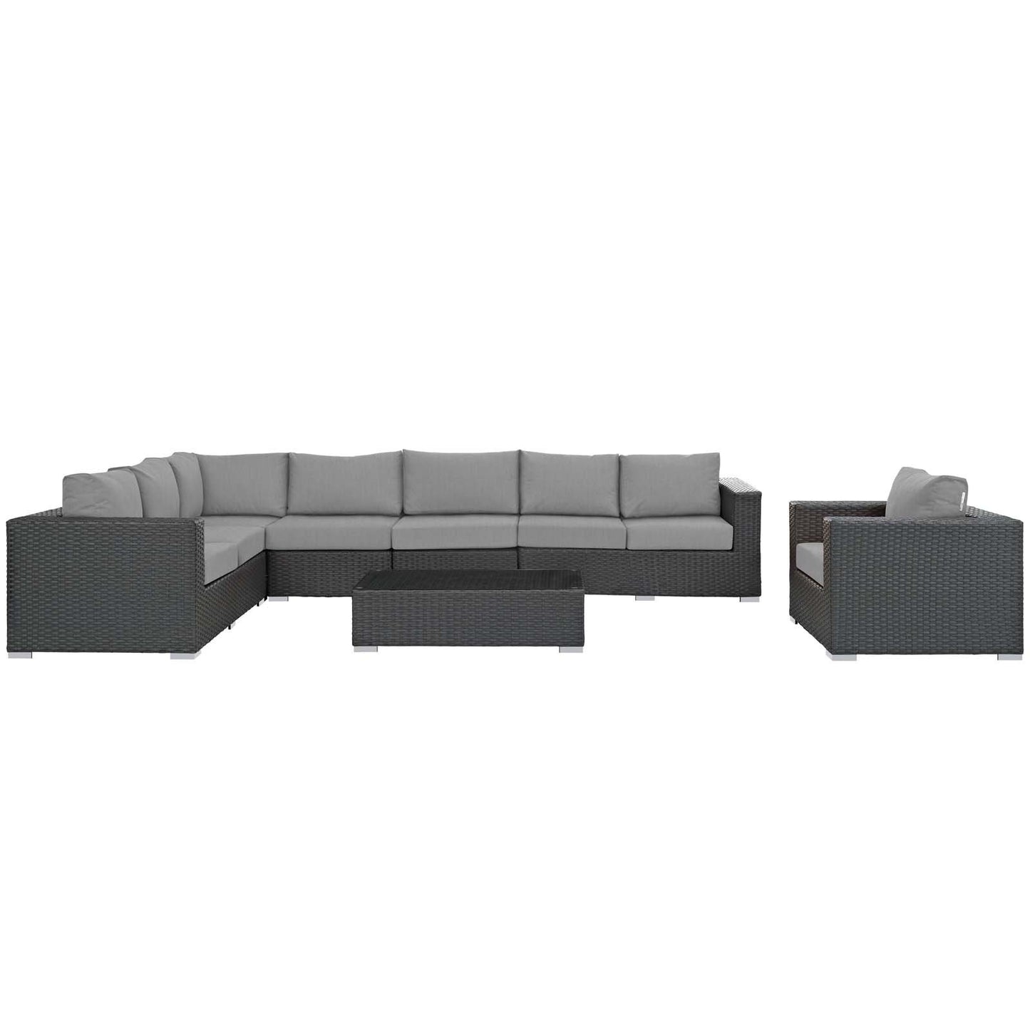 Modway Sojourn 7 Piece Outdoor Patio Sunbrella® Sectional Set