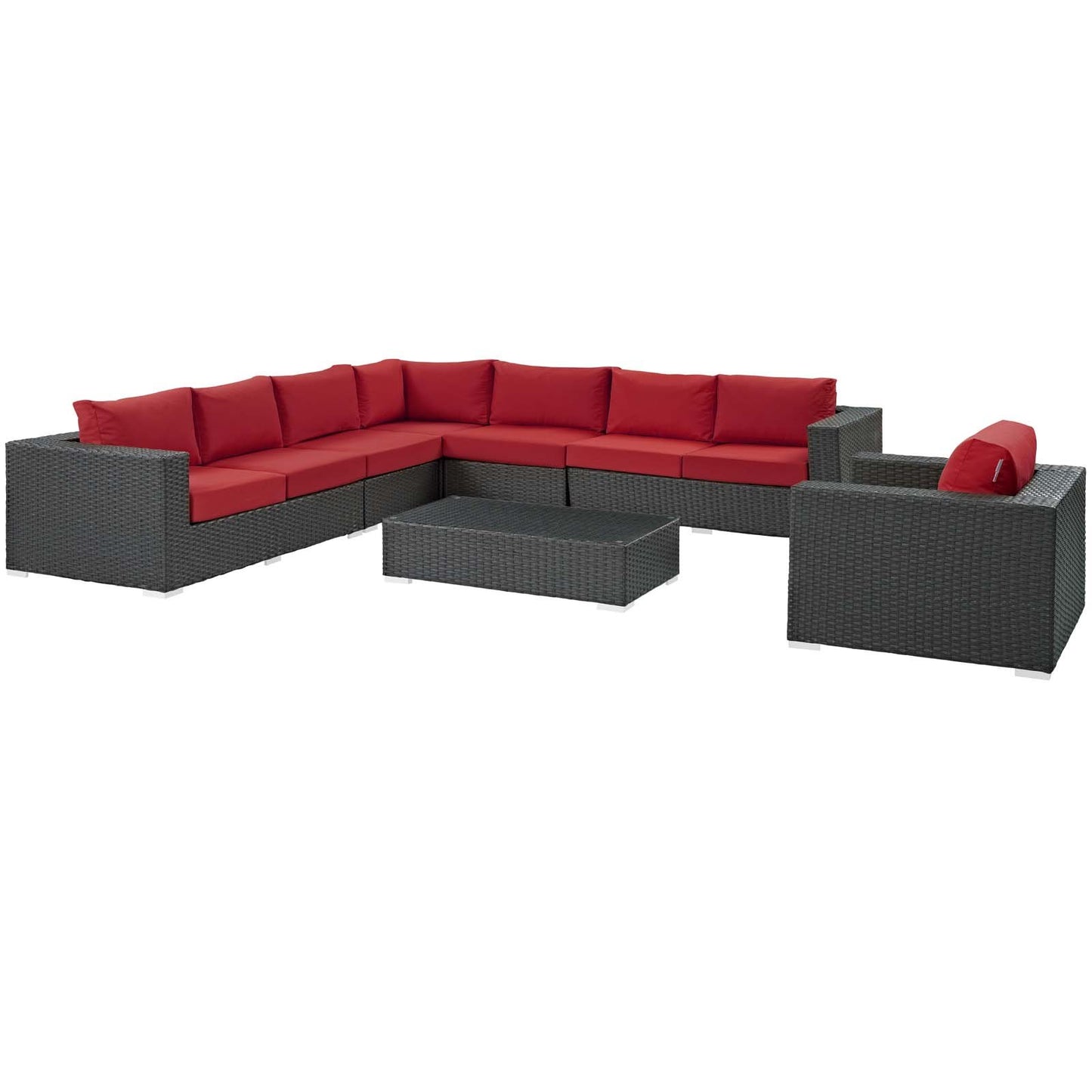 Modway Sojourn 7 Piece Outdoor Patio Sunbrella® Sectional Set