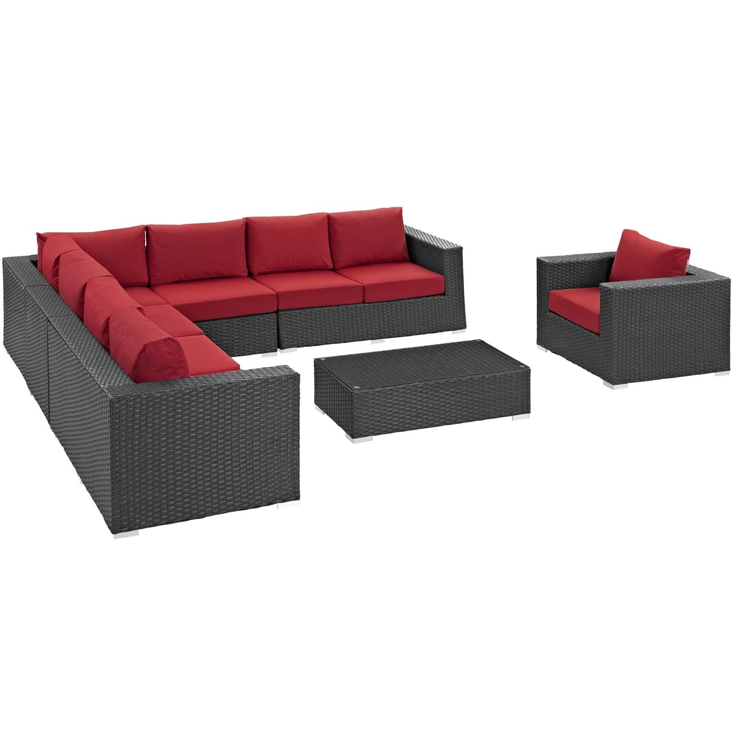 Sojourn 7 Piece Outdoor Patio Sunbrella® Sectional Set By Modway - EEI-2013 | Outdoor Sofas, Loveseats & Sectionals | Modishstore - 3