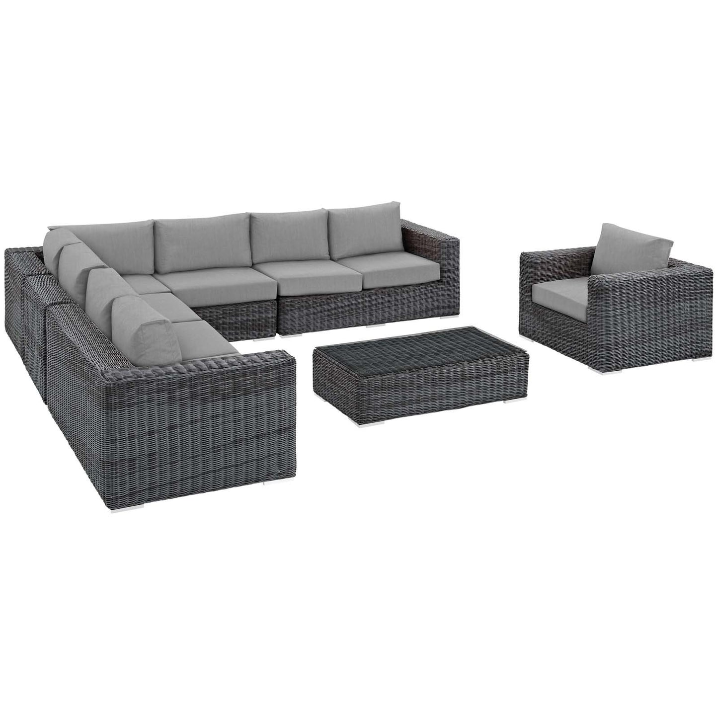 Modway Summon 7 Piece Outdoor Patio Sunbrella® Sectional Set