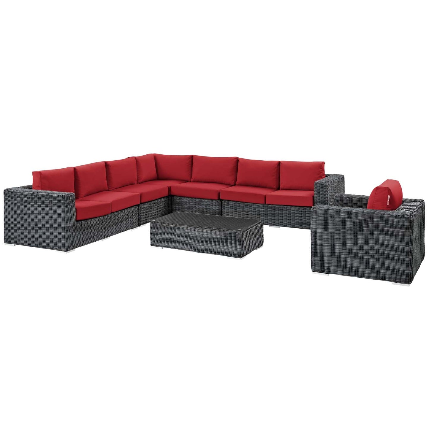 Modway Summon 7 Piece Outdoor Patio Sunbrella® Sectional Set