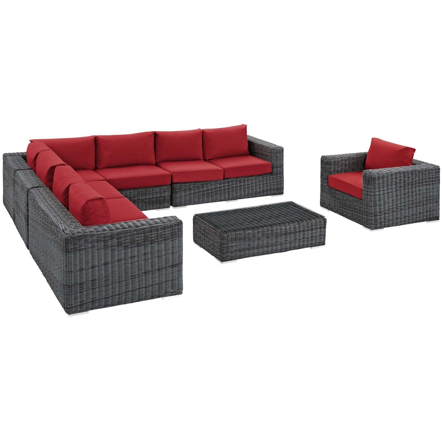 Modway Summon 7 Piece Outdoor Patio Sunbrella® Sectional Set