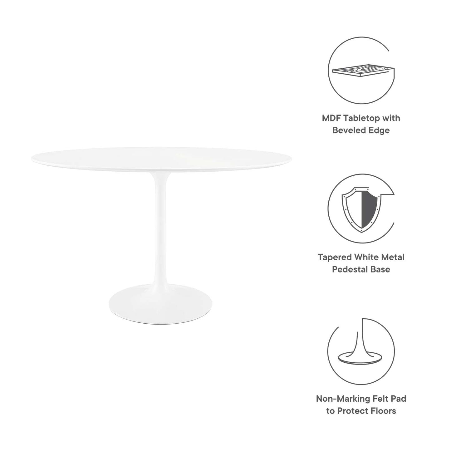 Modway Lippa 48" Oval Wood Top Dining Table in White - EEI-2017