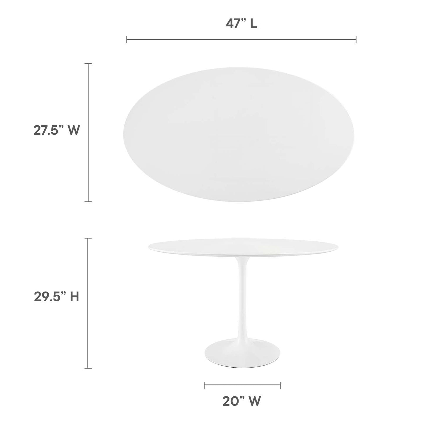 Modway Lippa 48" Oval Wood Top Dining Table in White - EEI-2017