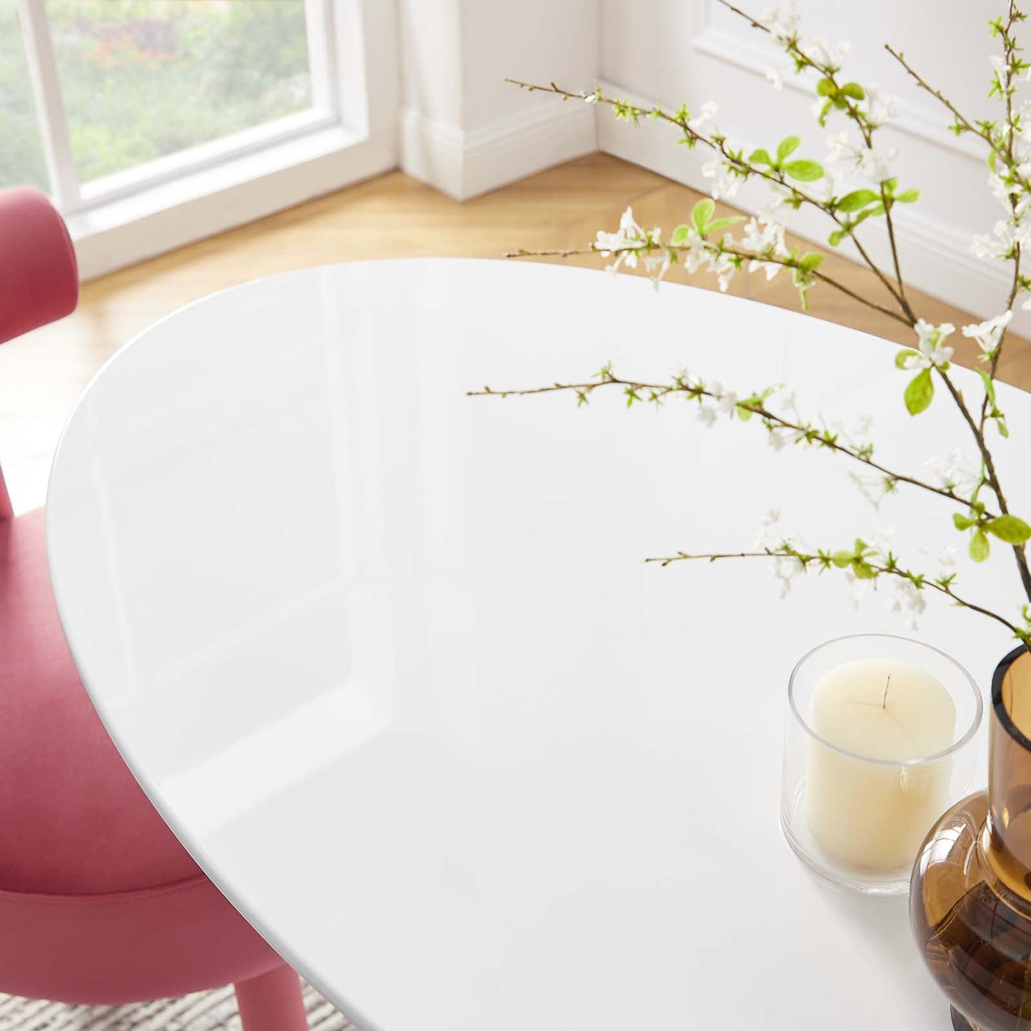 Modway Lippa 48" Oval Wood Top Dining Table in White - EEI-2017