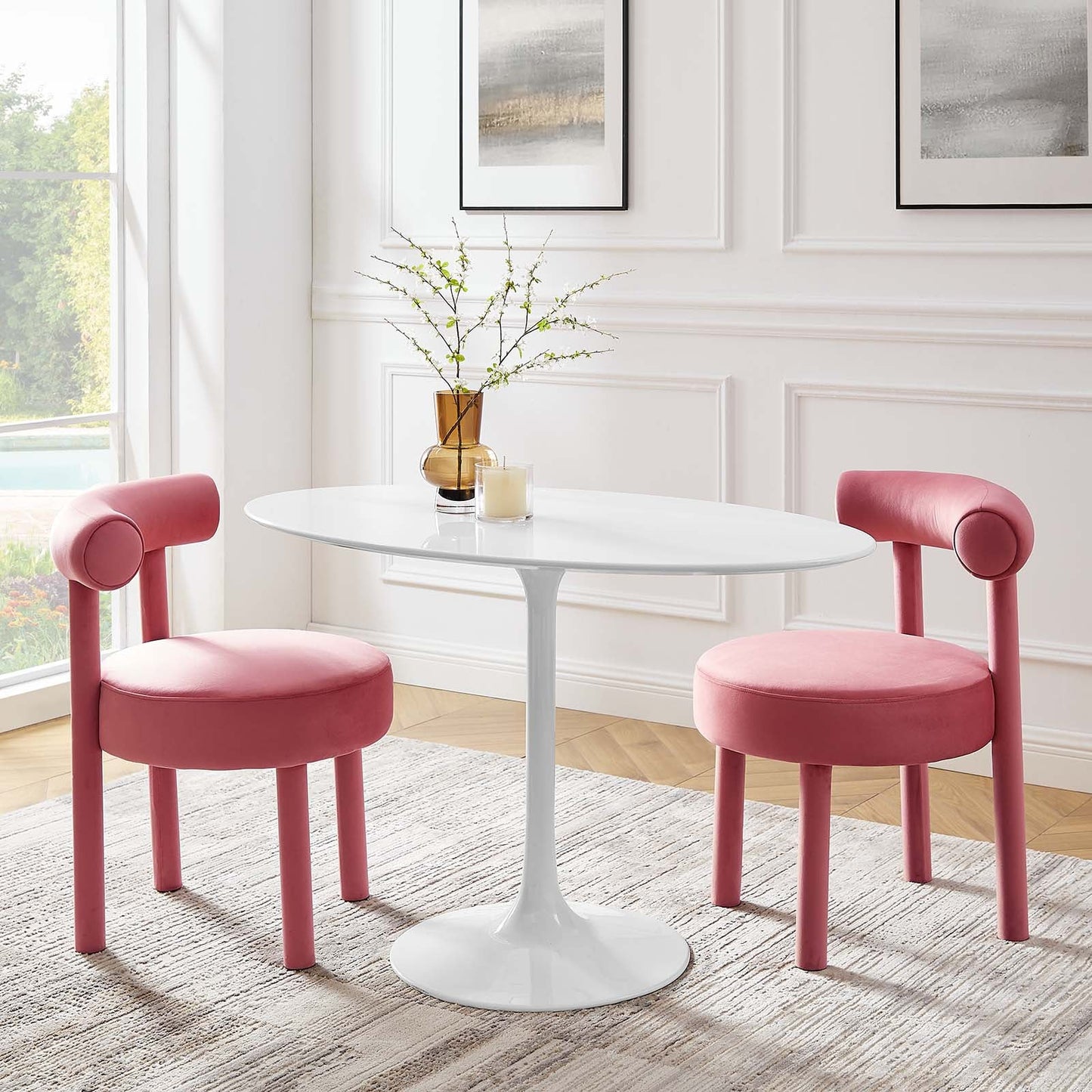 Modway Lippa 48" Oval Wood Top Dining Table in White - EEI-2017