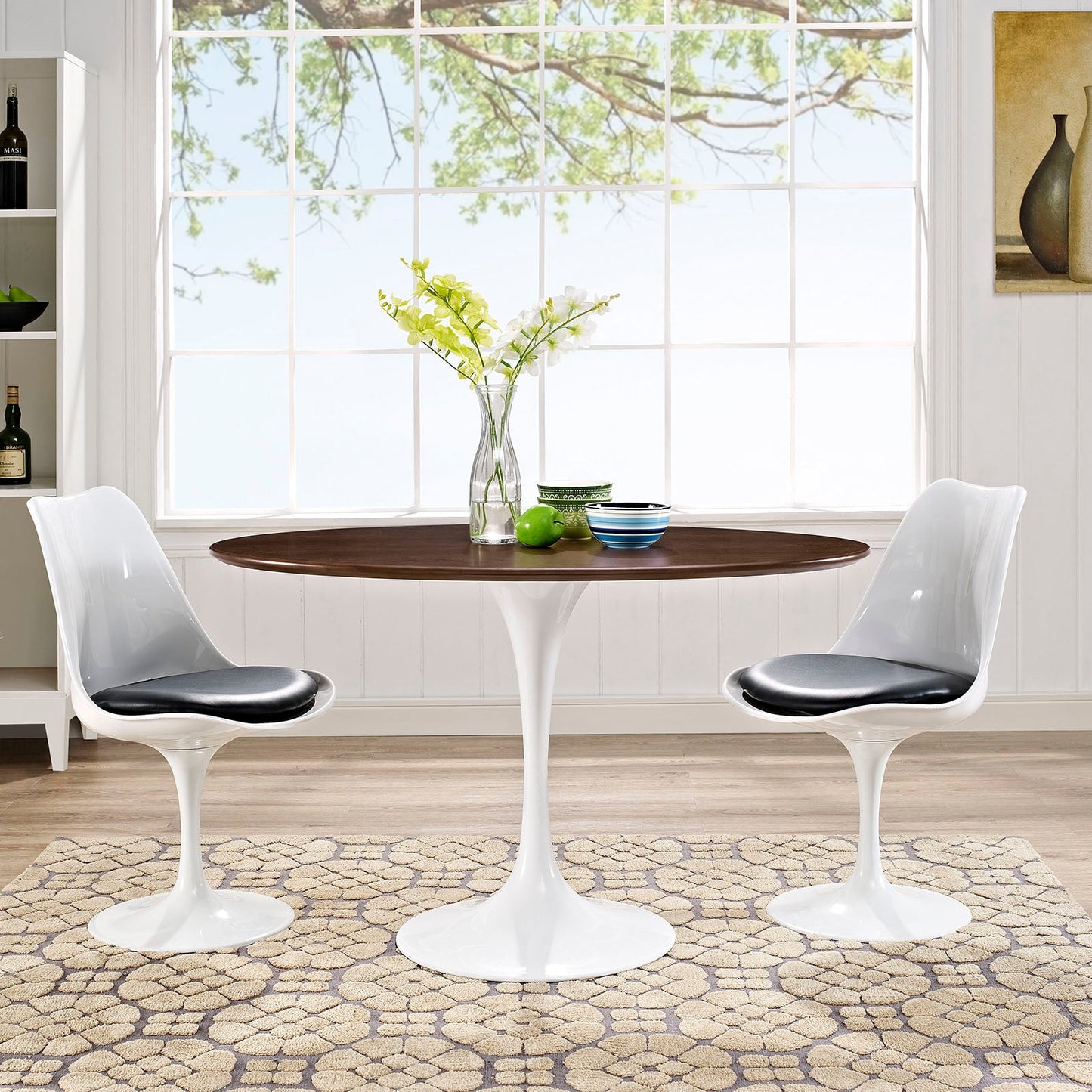 Modway Lippa 48" Oval Walnut Top Dining Table in Walnut | Dining Tables | Modishstore